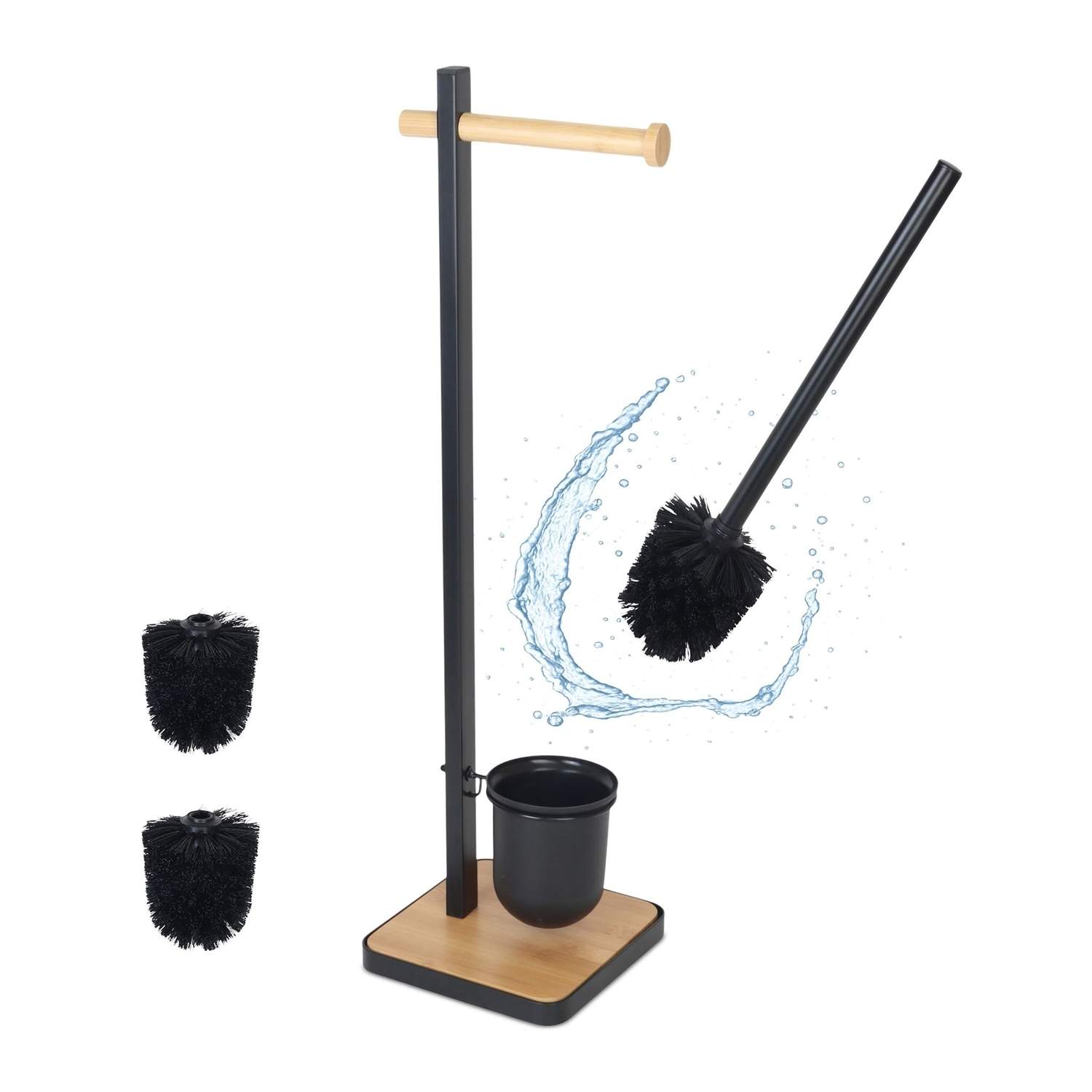 Stativ för toalettborste och pappershållare i bambu och stål | Hem & Hobby | Pryloteket