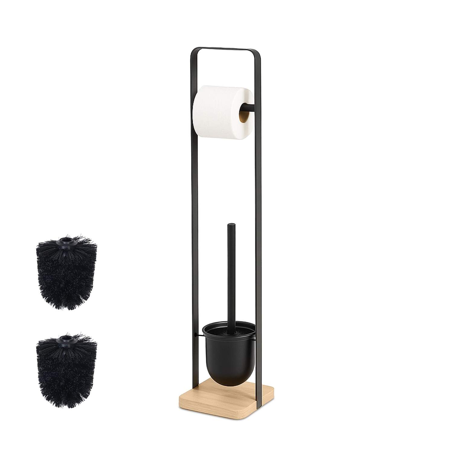 Toiletbørste- og papirholder – bambusbase, fritstående design