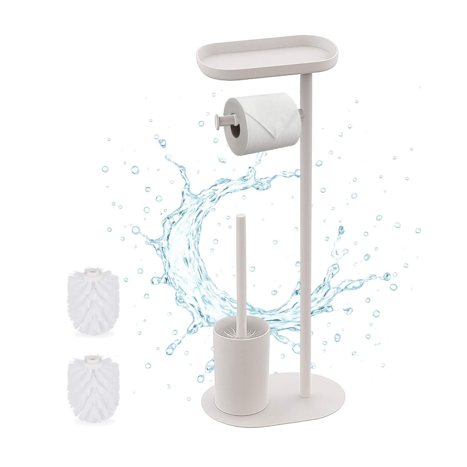 Toiletstativ med hylde – Fritstående, hygiejnisk design