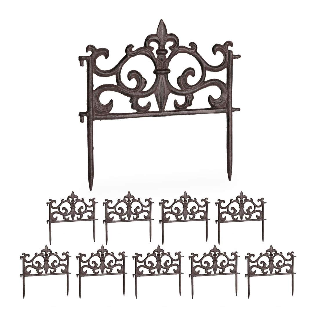 Vintage trädgårdsrabattstaket – 10 gjutjärnspaneler, utsmyckad design | Hem & Hobby | Pryloteket