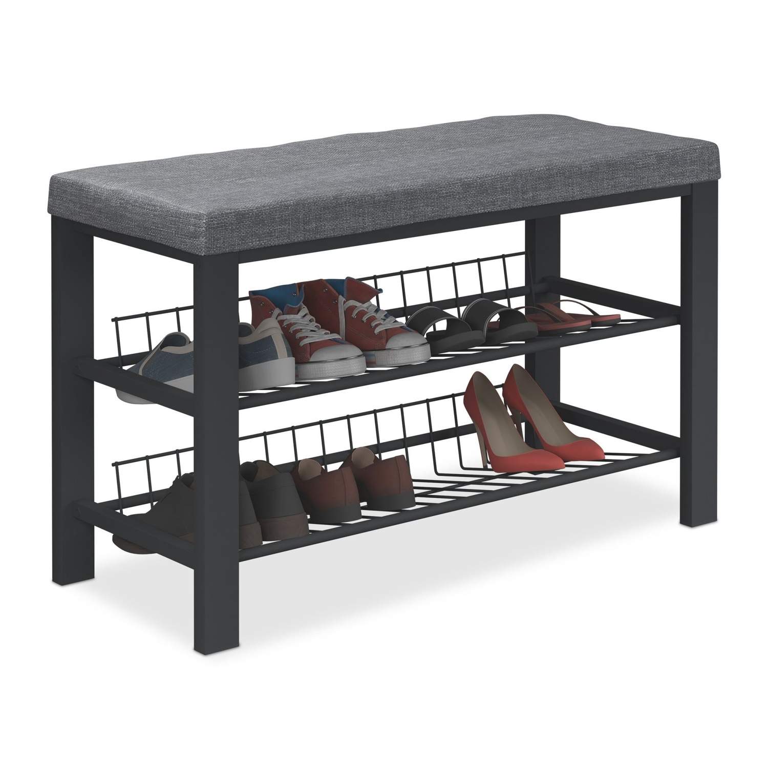 Skobänk med dyna – metallram, 2-våningshylla | Hem & Hobby | Pryloteket