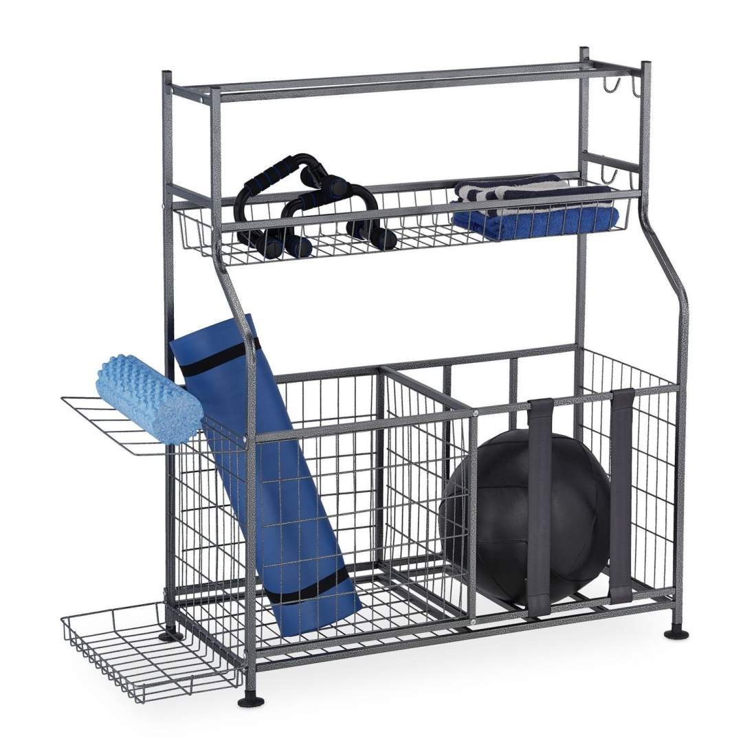 Metallställ för sportutrustning – 2 korgar, hyllor, krokar | Hem & Hobby | Pryloteket
