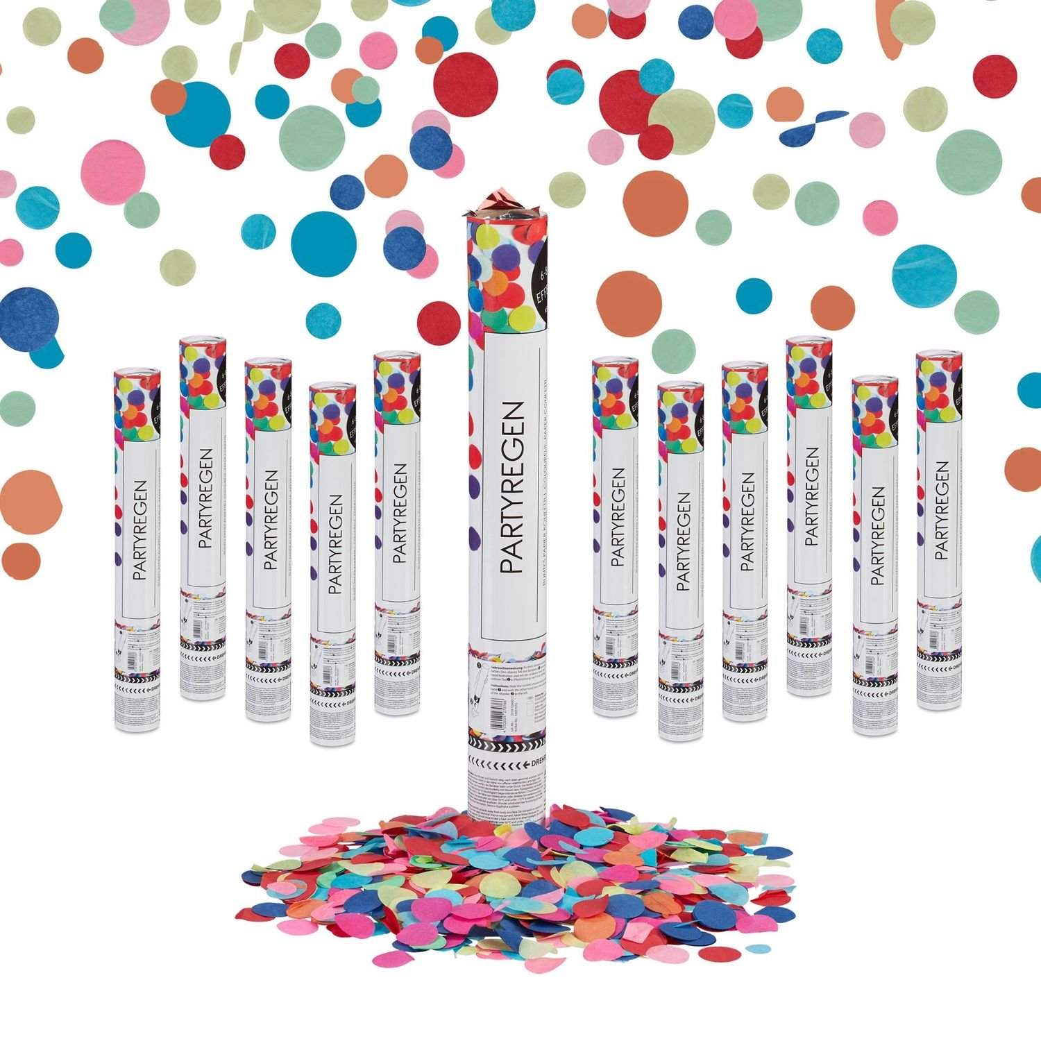 Party Poppers 12-pak – Farverig 40 cm Konfetti