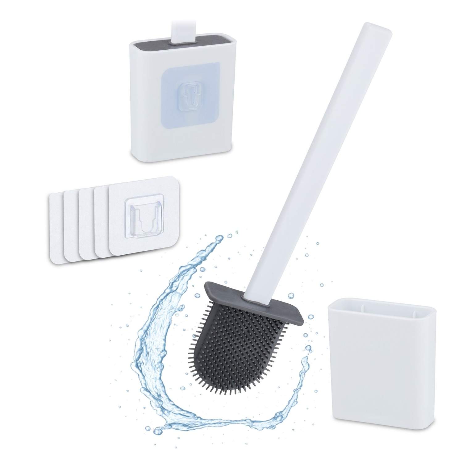 Vægmonteret toiletbørstesæt – fleksibel, borefri holder