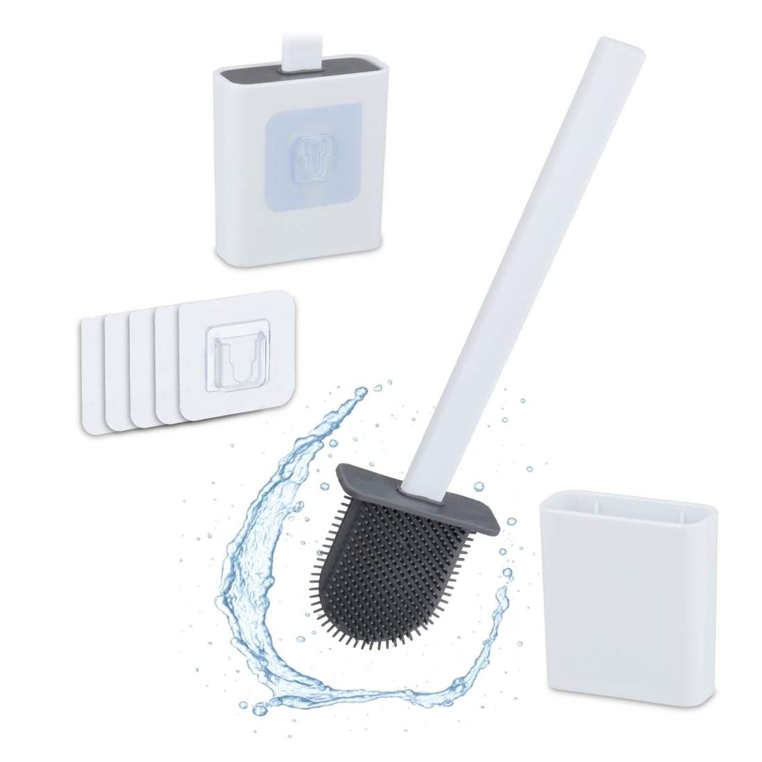Väggmonterad toalettborstsats – flexibel hållare utan borrning | Hem & Hobby | Pryloteket