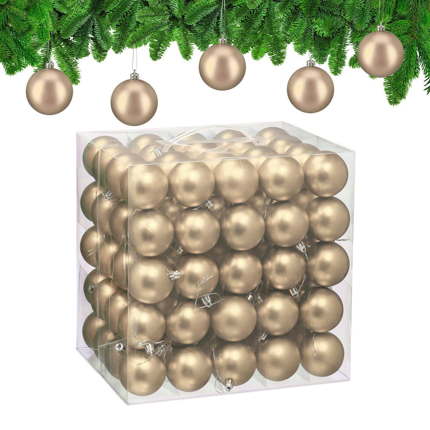 Sæt med matte julekugler – 100 dekorative ornamenter