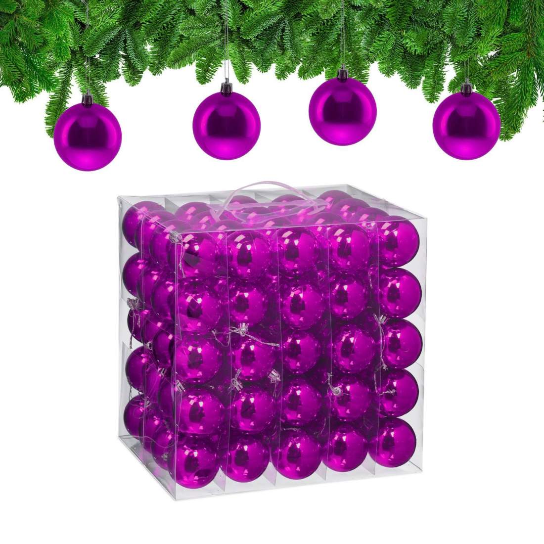 Set med glänsande julgranskulor – 100 glansiga prydnader | Hem & Hobby | Pryloteket