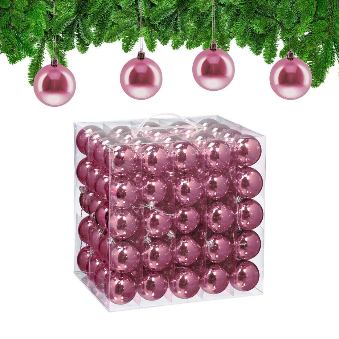 Set med glänsande julgranskulor – 100 glansiga prydnader | Hem & Hobby | Pryloteket