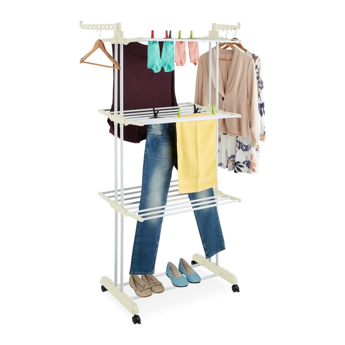 Torkställ på hjul – Vikbar med 6 vingar | Hem & Hobby | Pryloteket