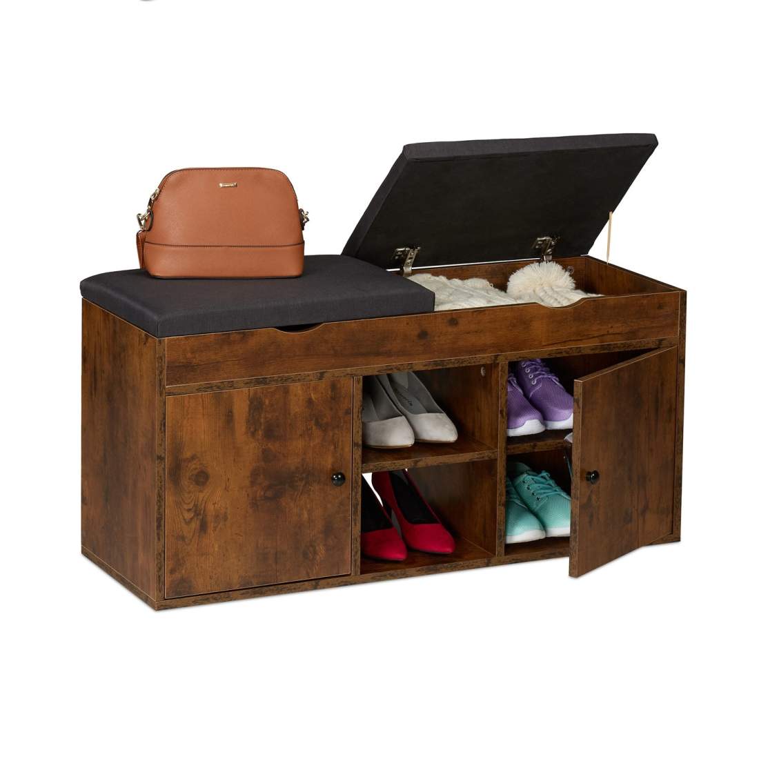 Skobänk med förvaring – lyftsits och vadderad komfort | Hem & Hobby | Pryloteket