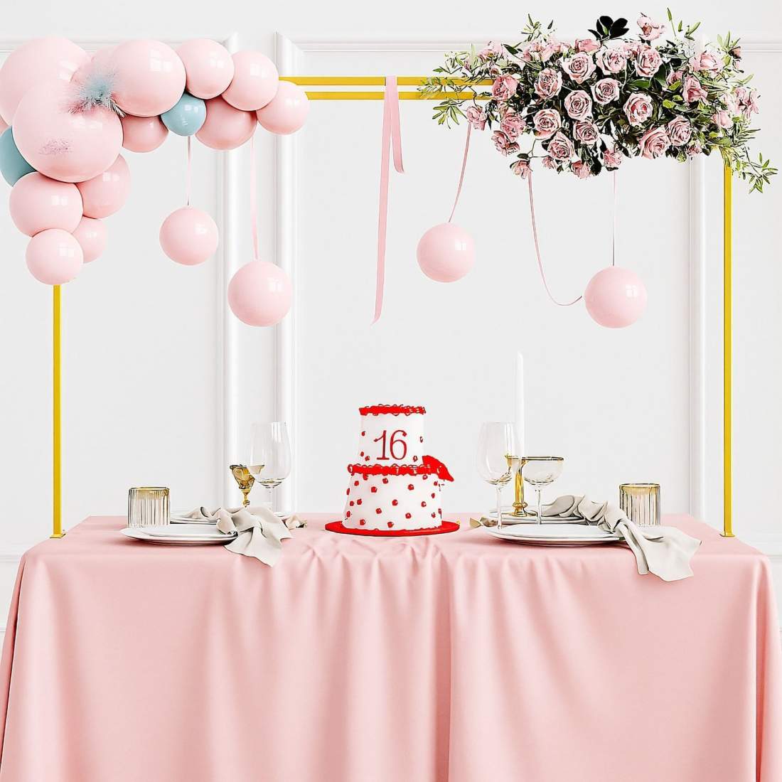 Bordsstångsstativ med 2 skenor för evenemang & dekorationer | Hem & Hobby | Pryloteket