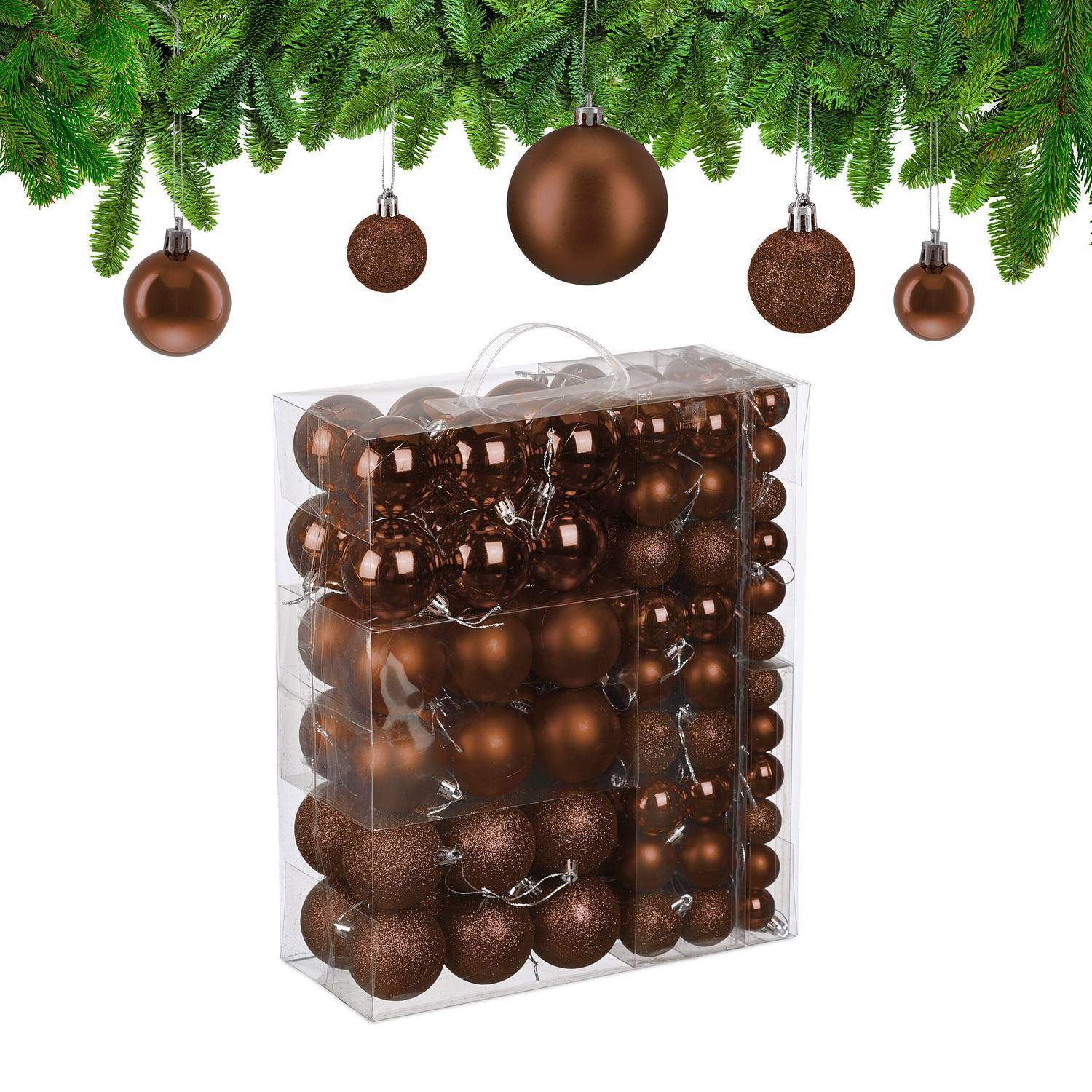 Dekorative juletræskugler i plast, 138 stk