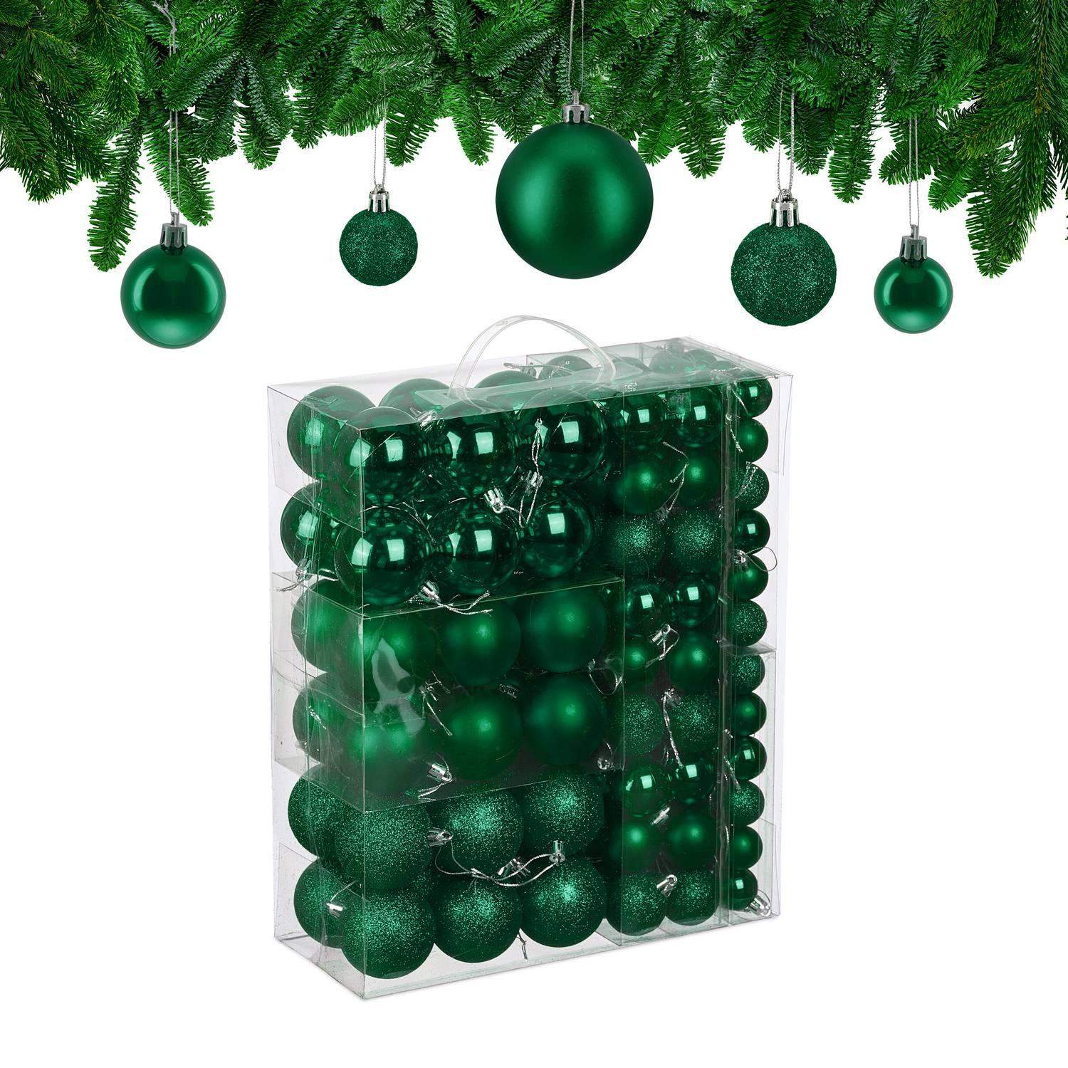 Sæt med dekorative juletræer – mat, skinnende, glitrende