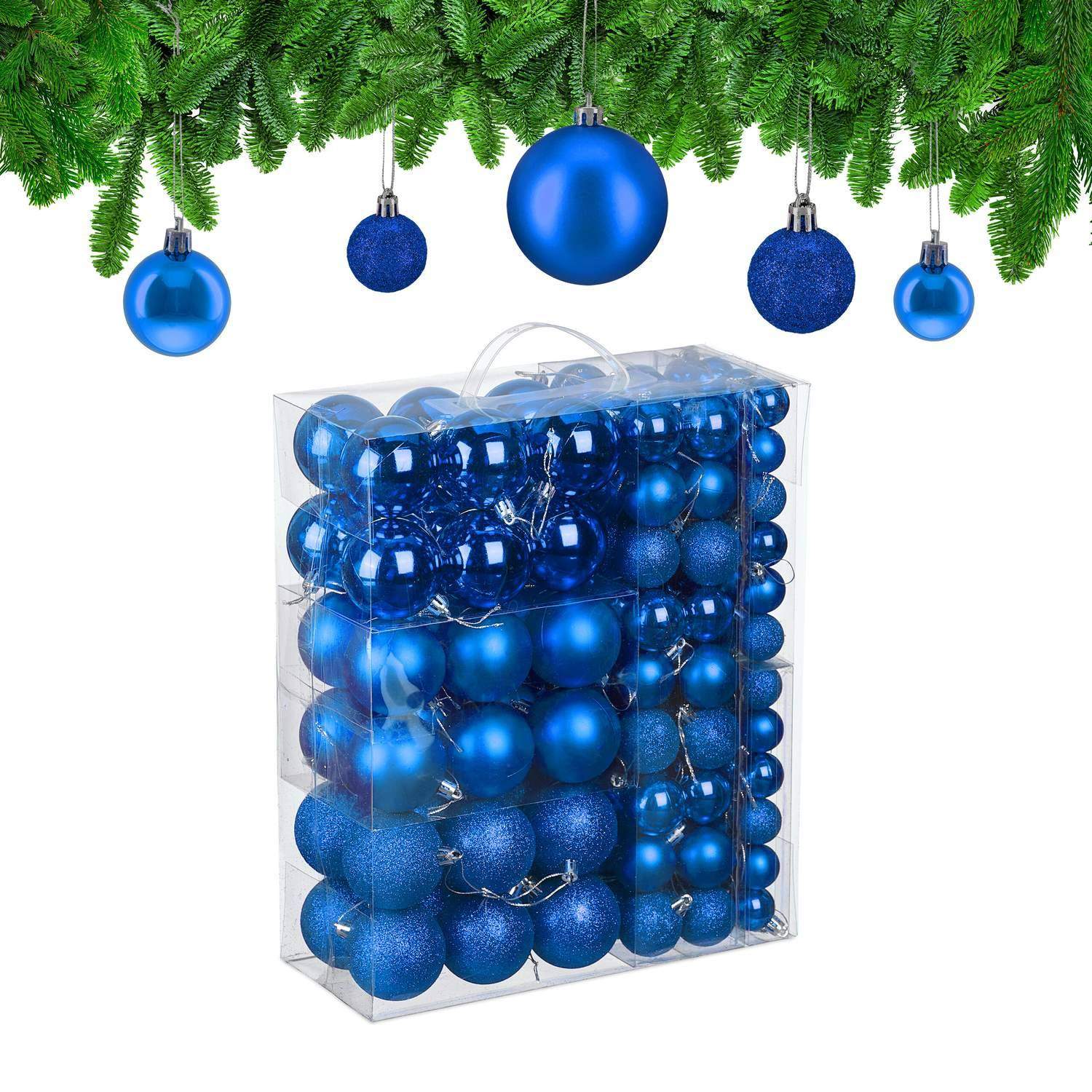 Sæt med dekorative juletræer – mat, skinnende, glitrende