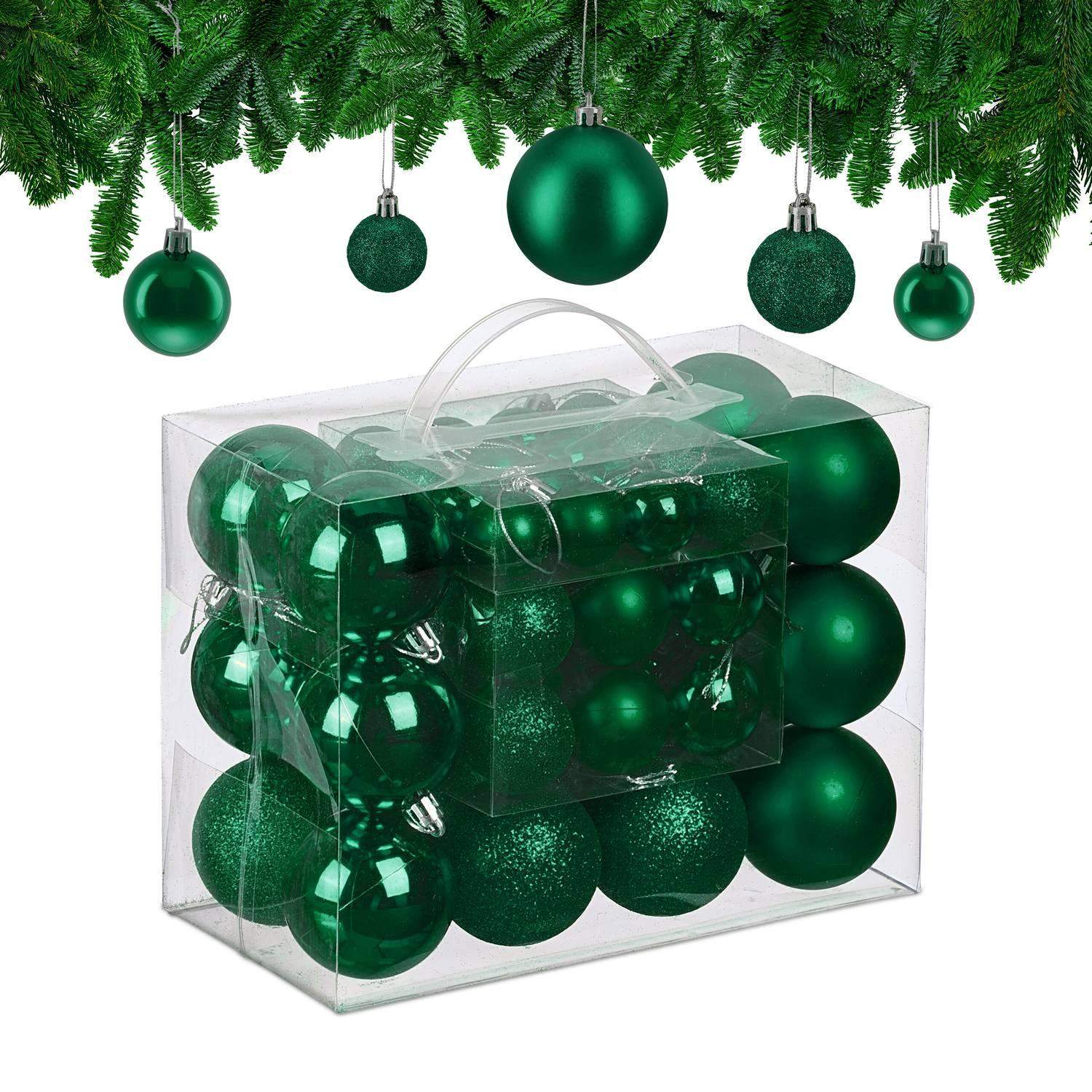 Dekorative juletræskugler i plast – sæt med 50 stk