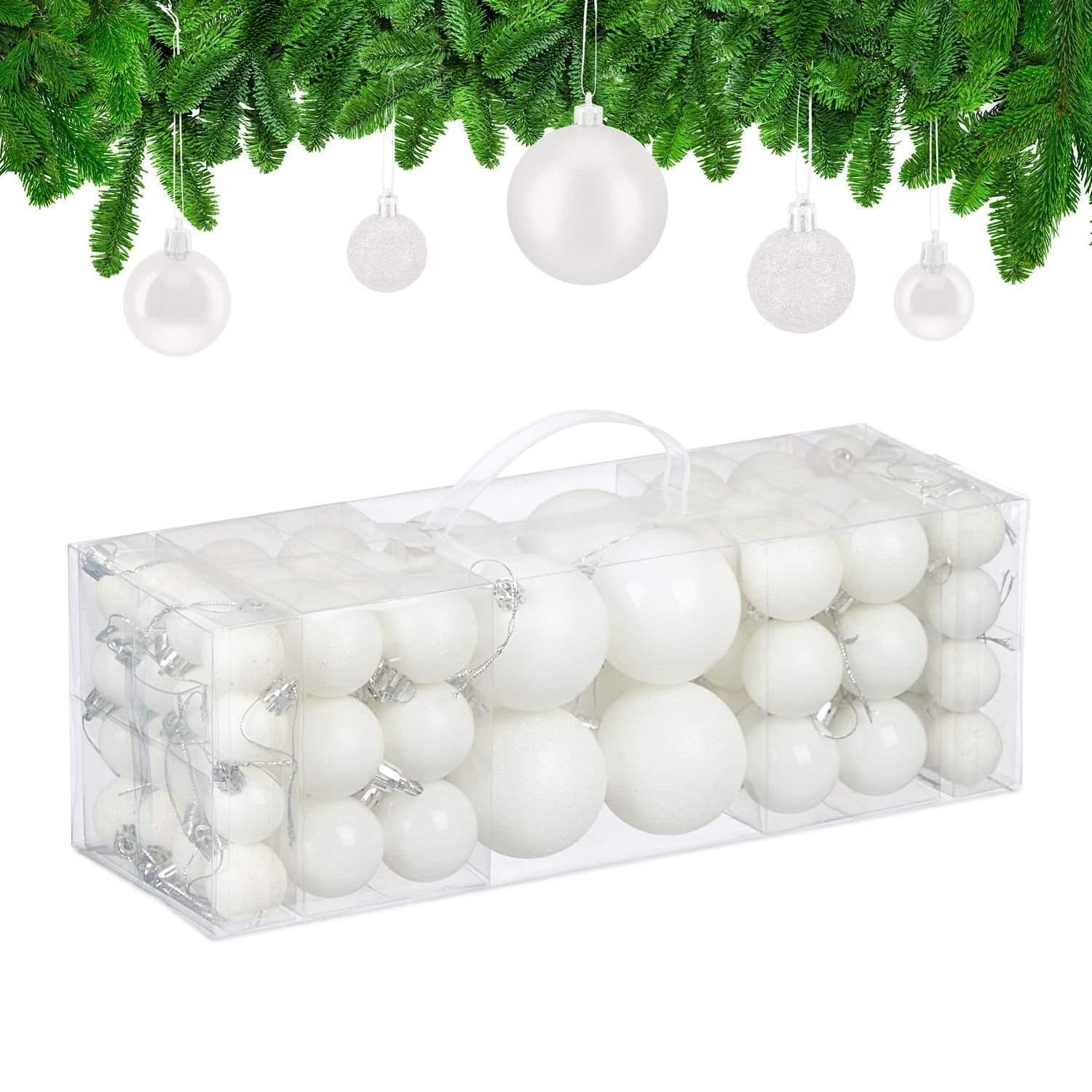 Dekorative juletræskugler i plast – sæt med 76 stk