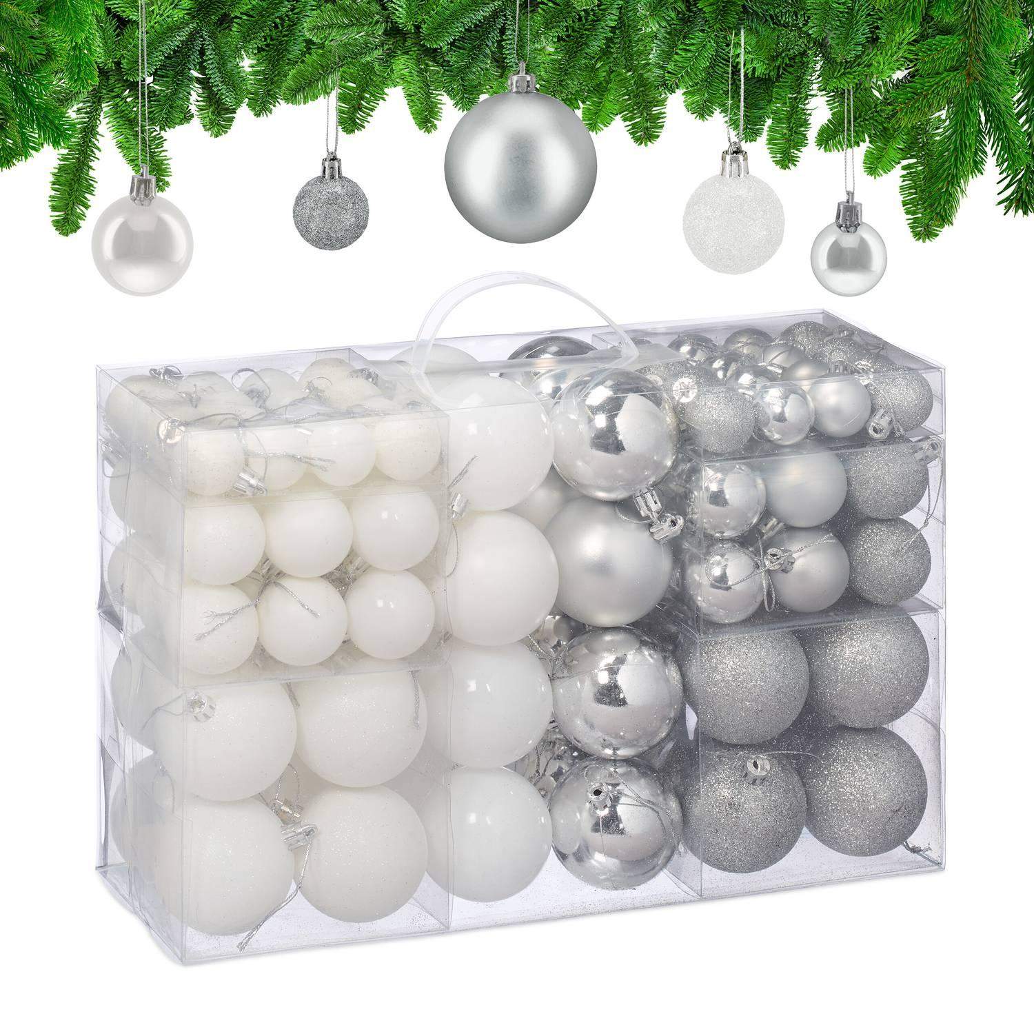 Silver & White Julgranskulor Set – Matt, glansigt, glittrigt | Hem & Hobby | Pryloteket
