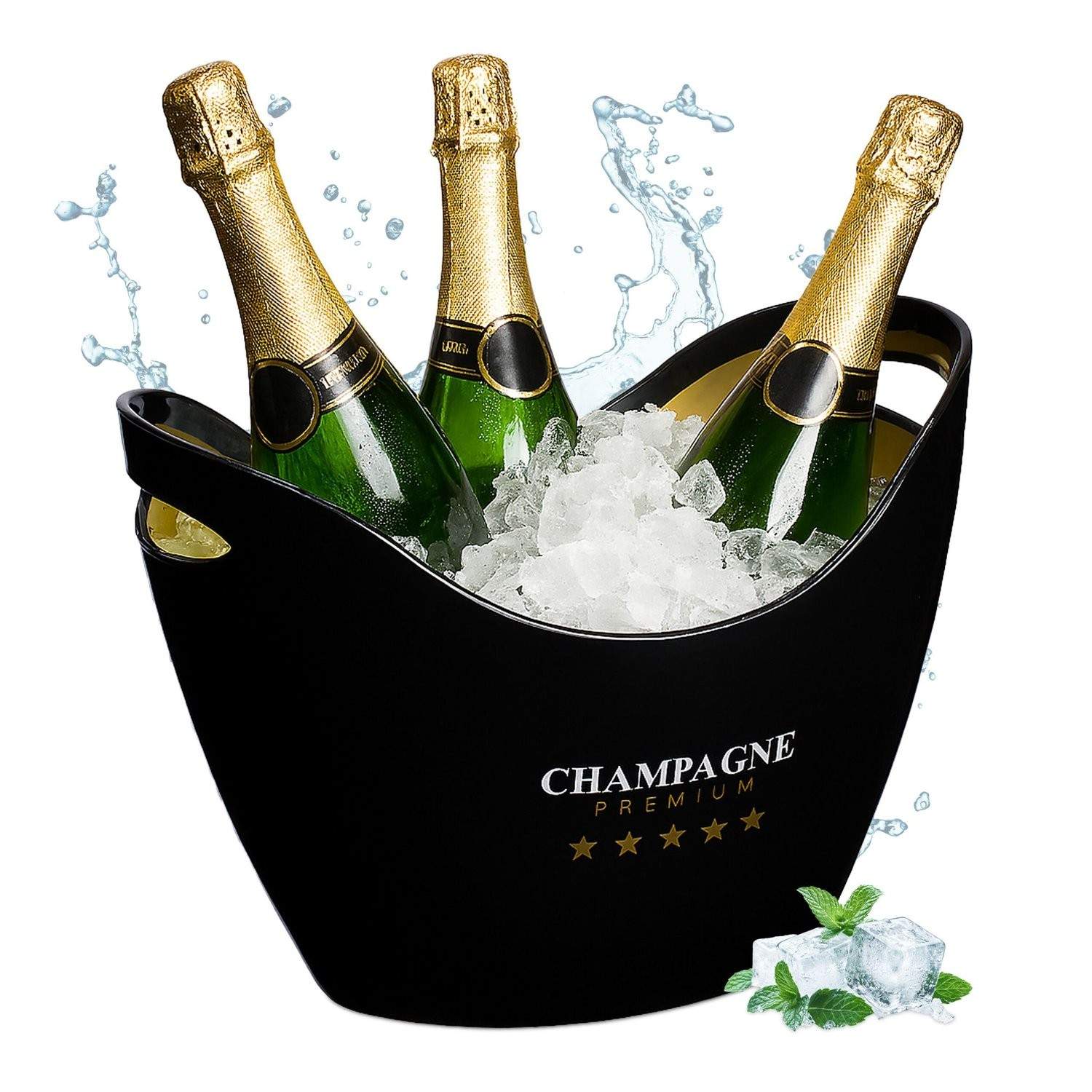 Champagne isspand – 8L sort/guld drikkevarekøler