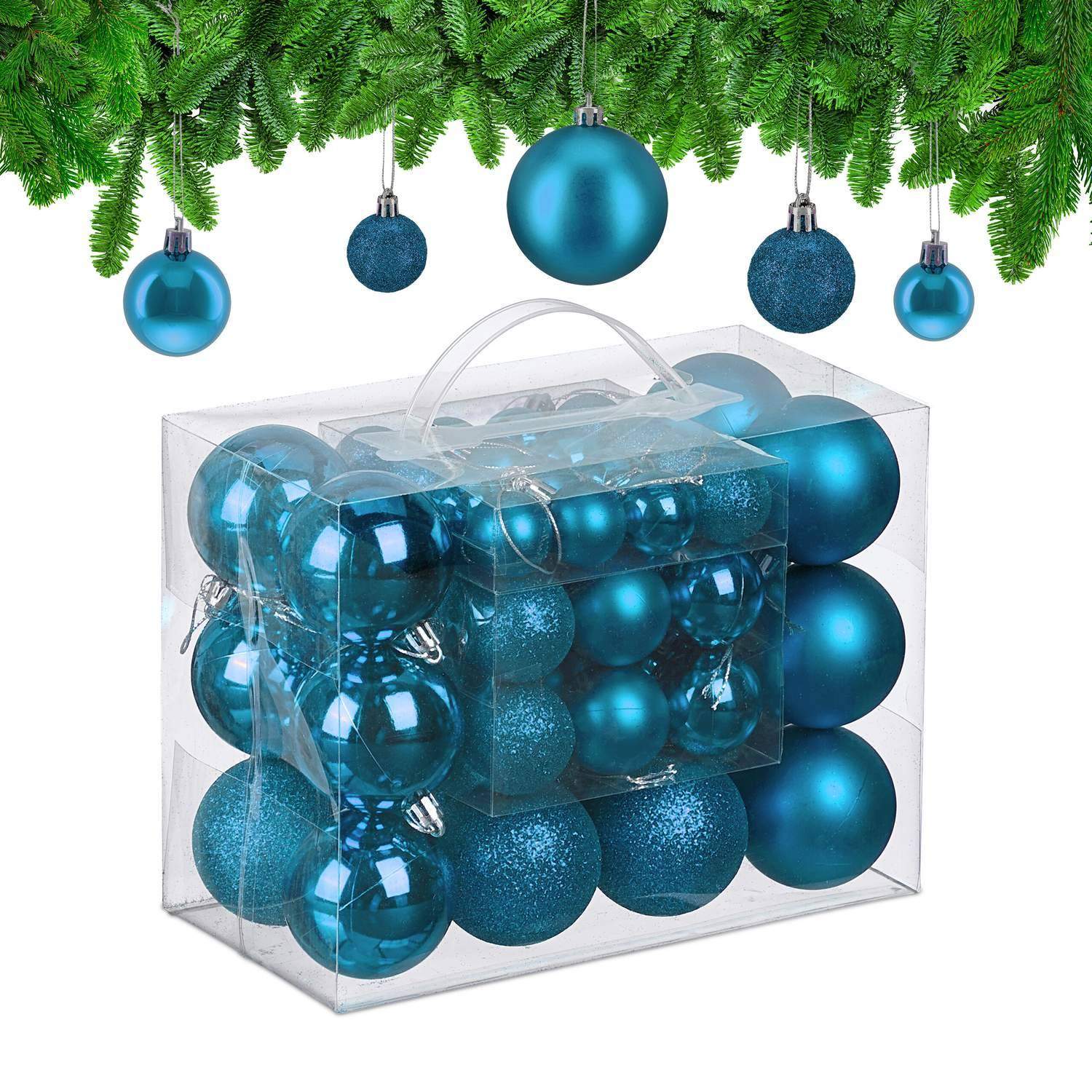 Dekorative juletræskugler i plast – 50 stk