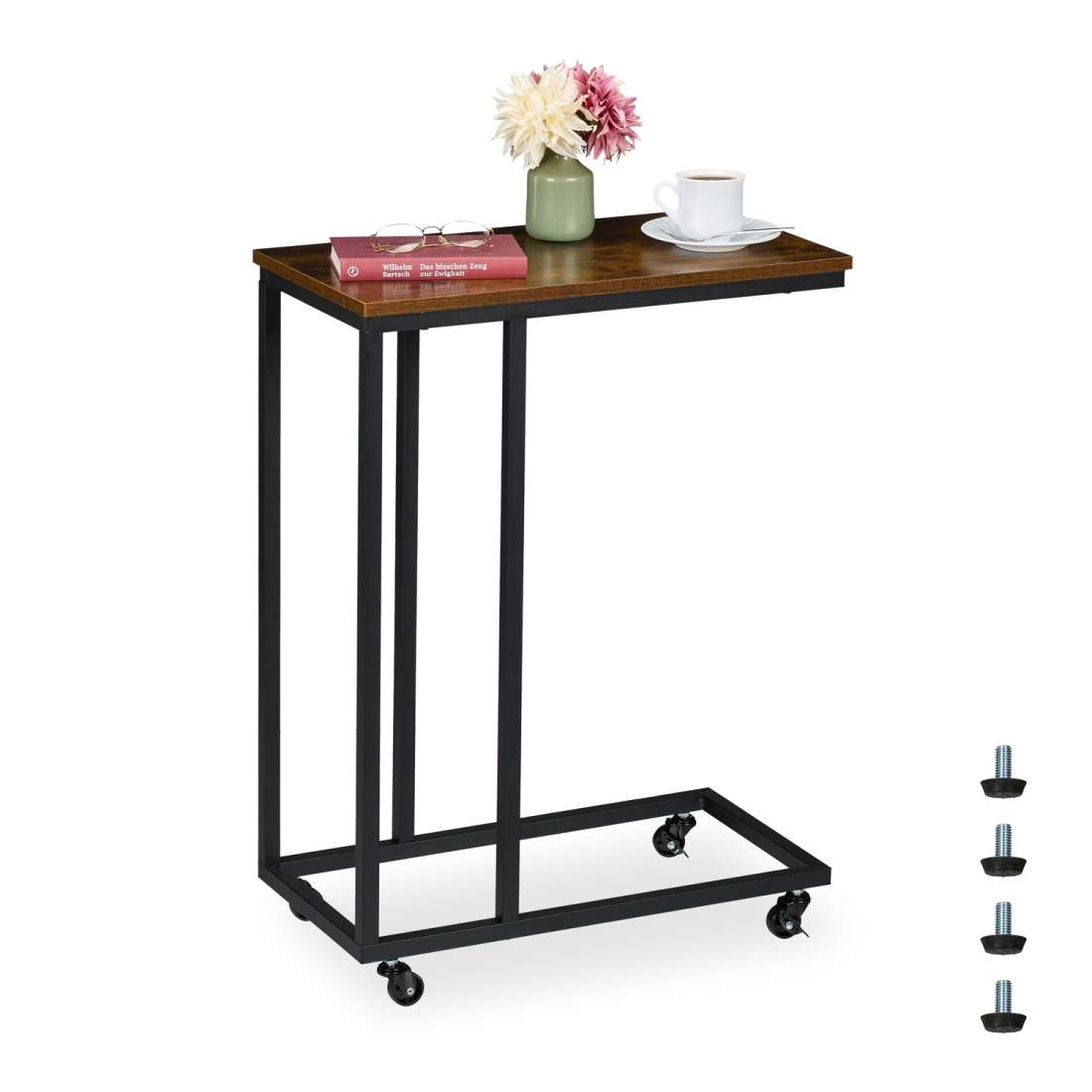 C-format sidobord med hjul – metall & MDF | Hem & Hobby | Pryloteket