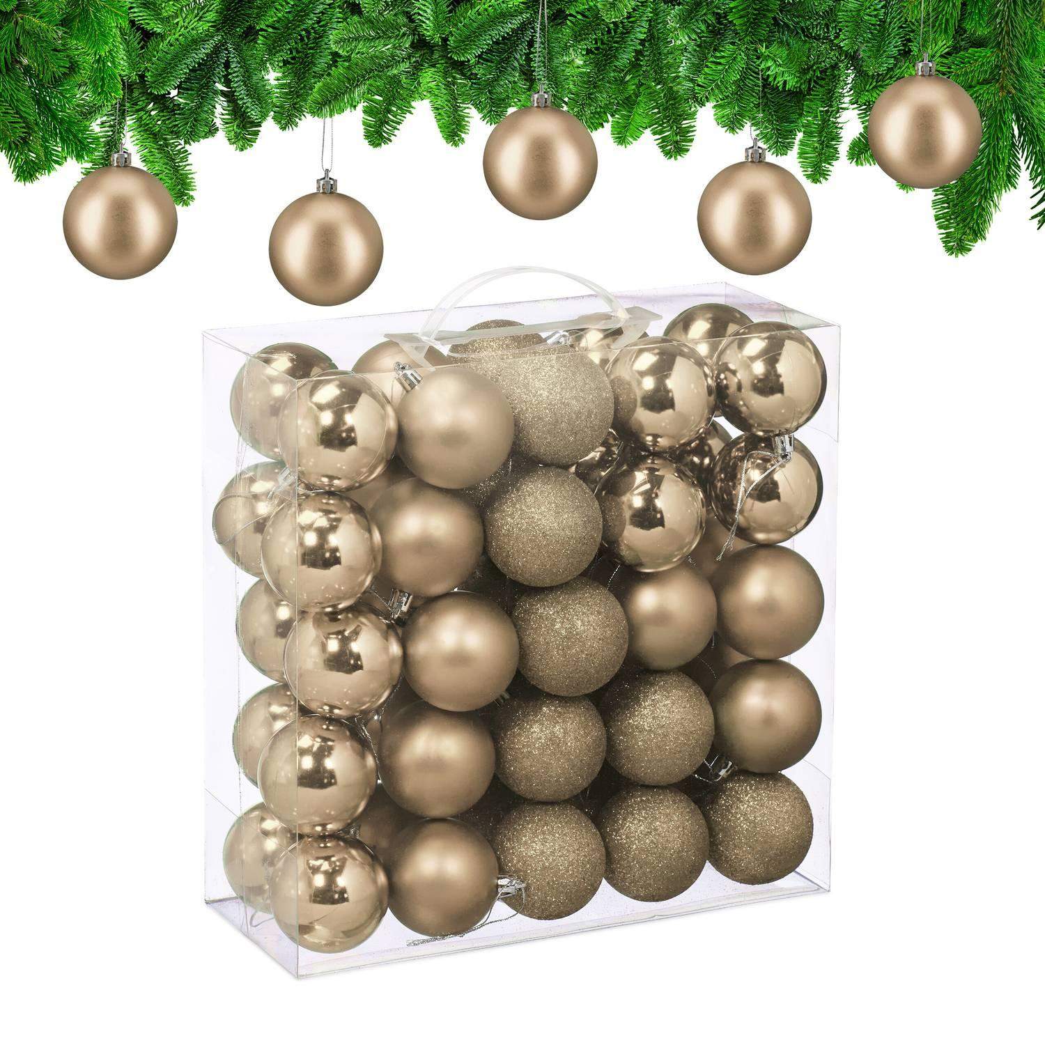 Sæt med juletræskugler – mat, glitter, blank