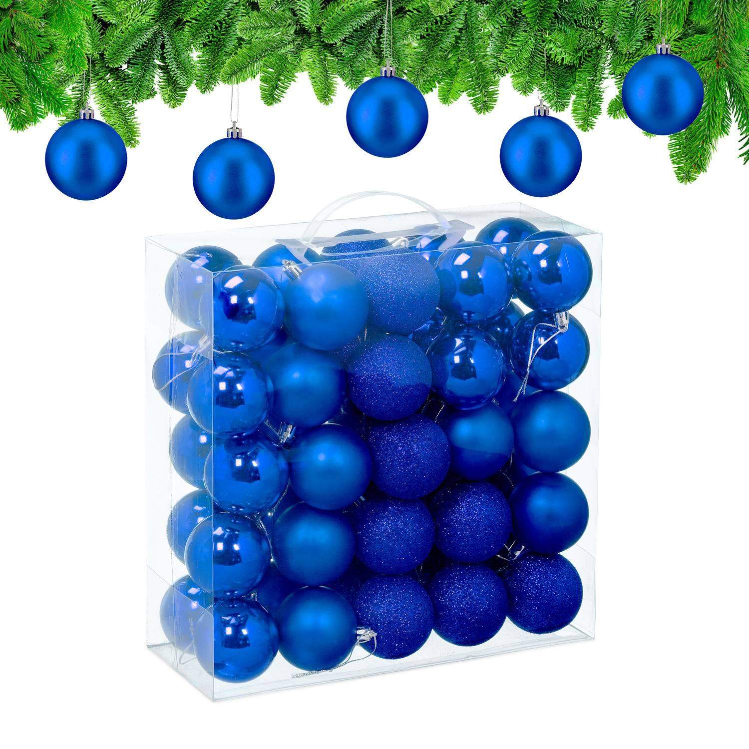 Sæt med juletræskugler – mat, glitter, blank