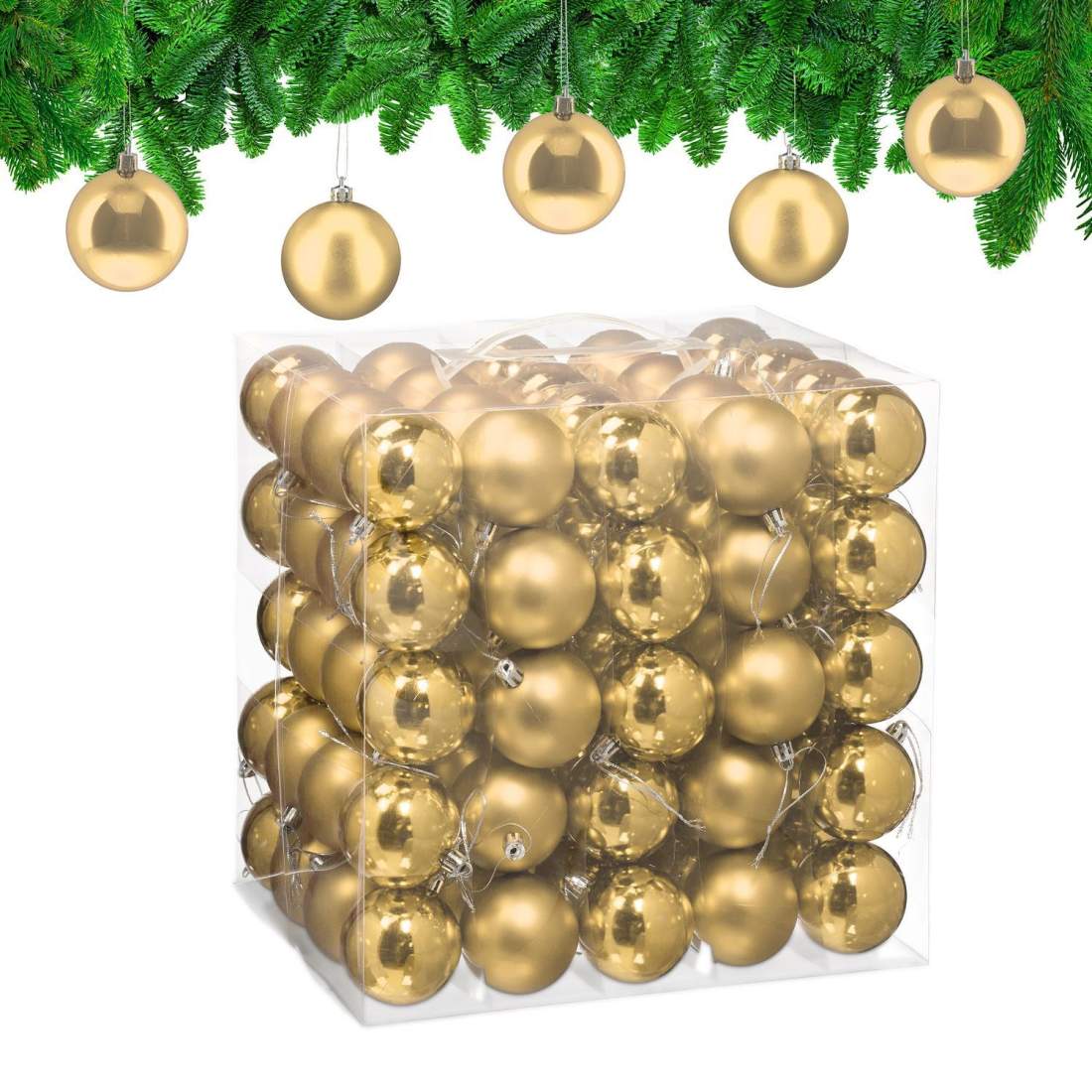 Julgranskulor Set – 100 glänsande prydnader med band | Hem & Hobby | Pryloteket