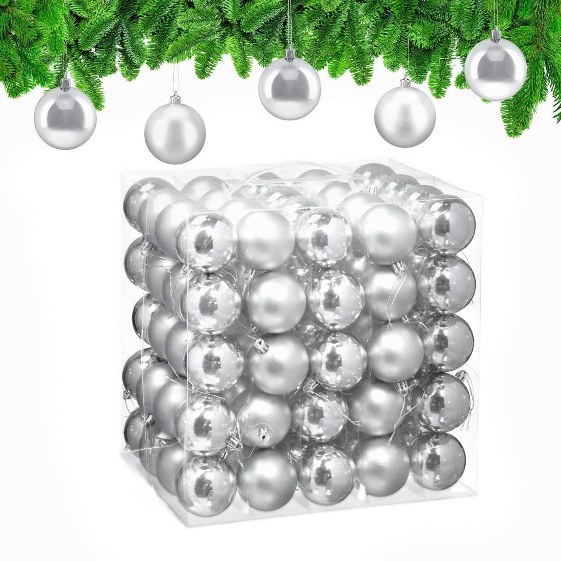 Set med glänsande julgranskulor – 100 matta och glansiga prydnader | Hem & Hobby | Pryloteket