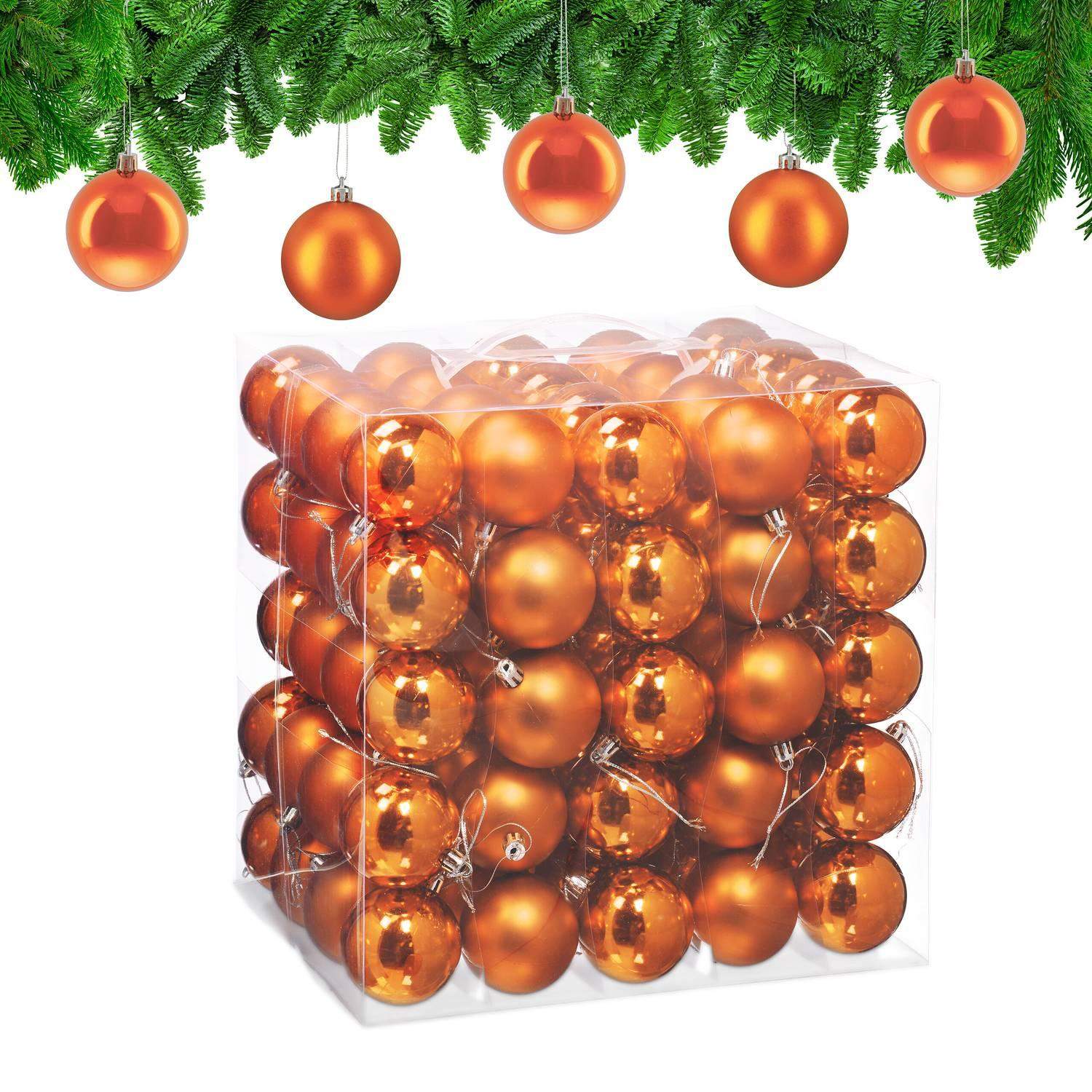 Sæt med juletræskugler – 100 skinnende ornamenter med bånd