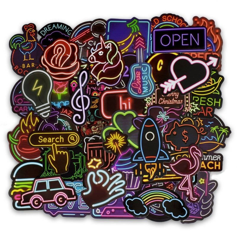 50x Klistermærker, Neon