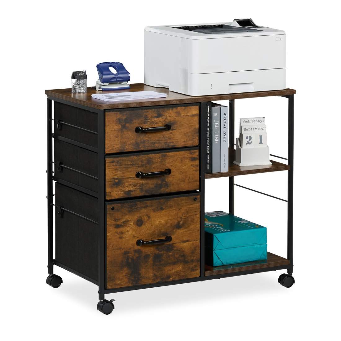 Mobilt arkivskåp med 3 lådor & hyllor | Hem & Hobby | Pryloteket