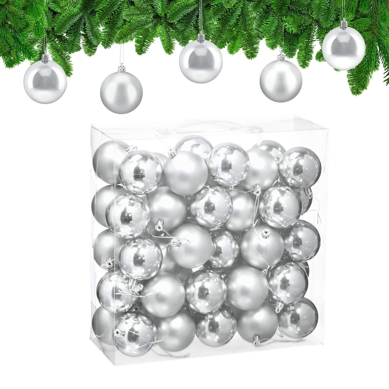 Juletræskugler sæt – mat og blank finish, 50 stk