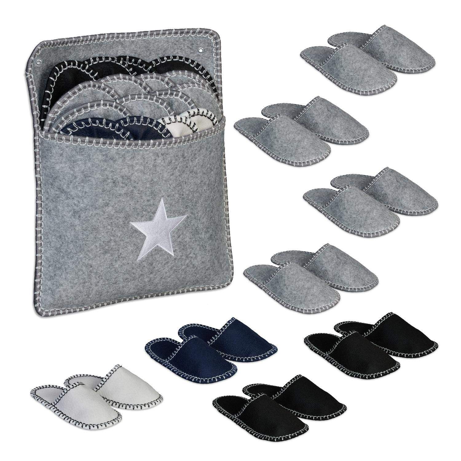 Filt-gæstetøflersæt – skridsikker, 3 størrelser, opbevaringstaske