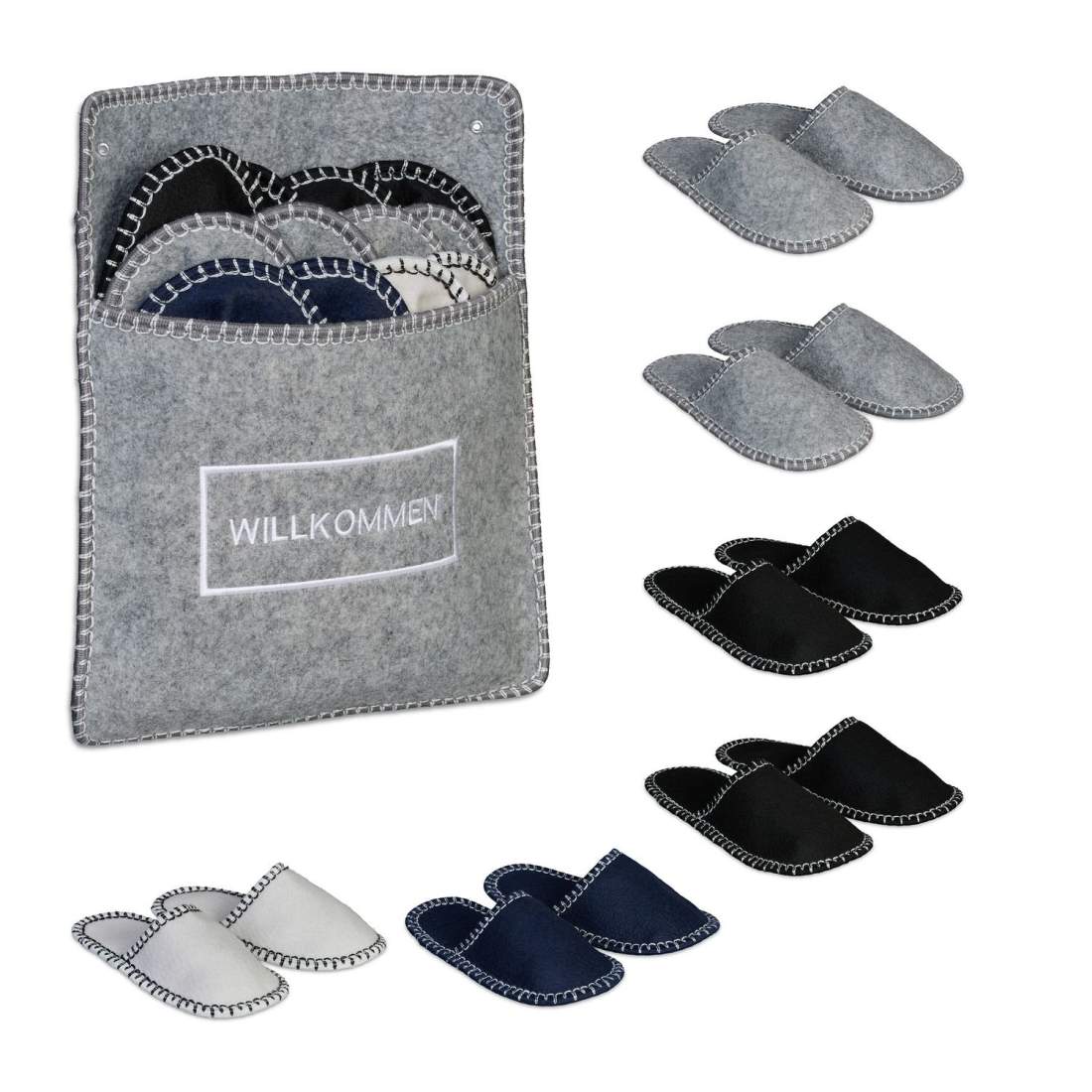 Gästtofflor i filt – Halkfri, unisex, 6 par | Hem & Hobby | Pryloteket