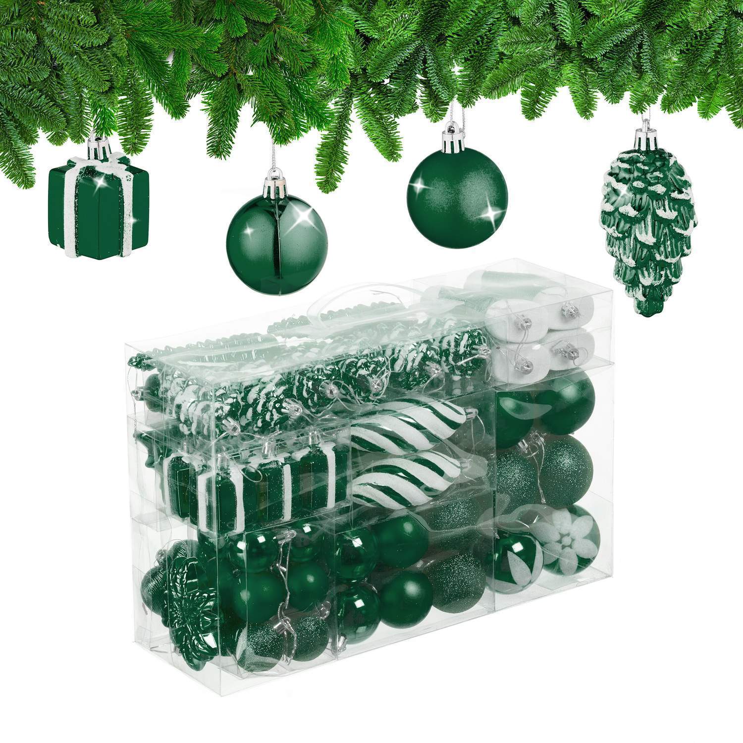 Uppsättning av julgransprydnader – 72 kulor och dekorationer | Hem & Hobby | Pryloteket