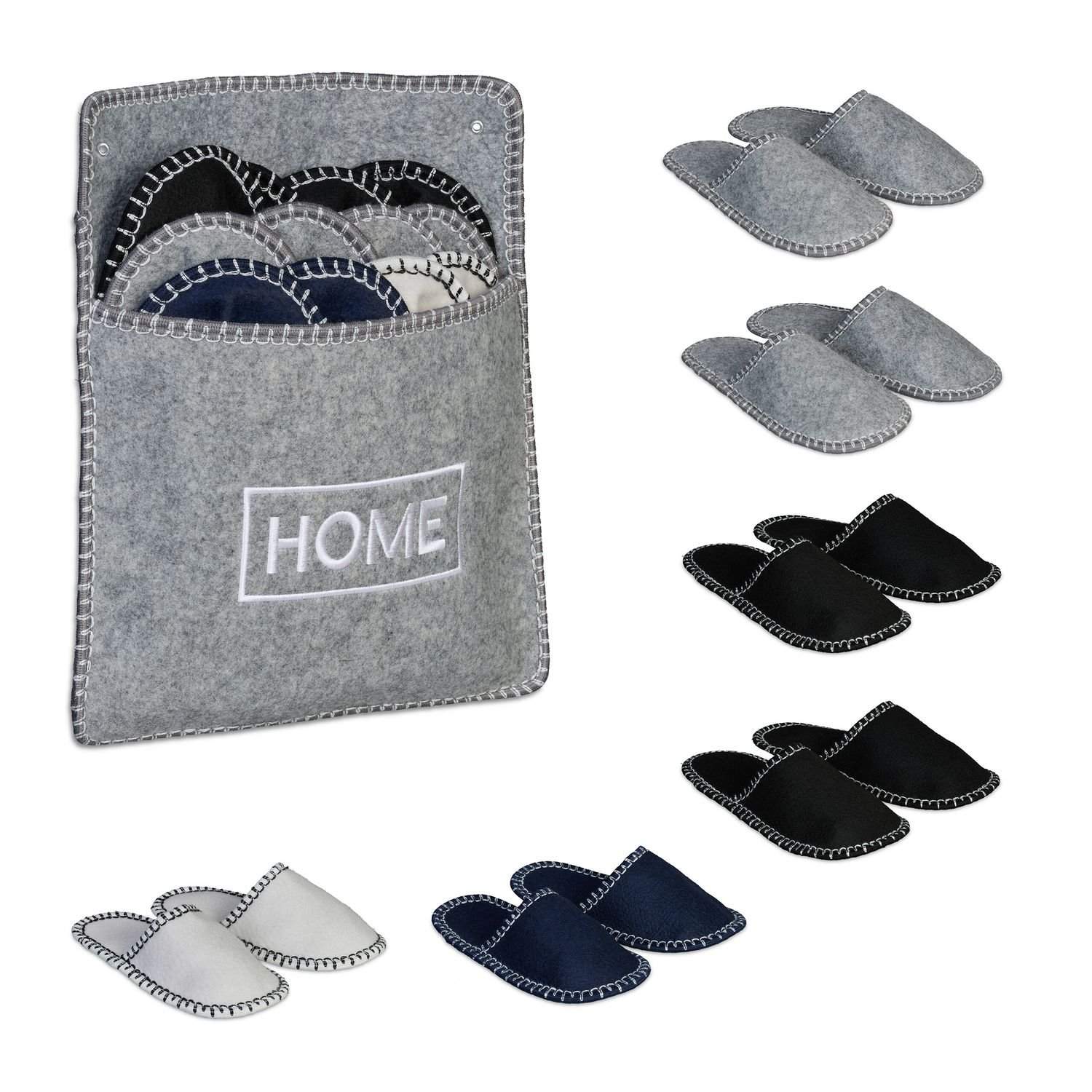 Gästtofflor i filt – Halkfri, unisex, 6 par | Hem & Hobby | Pryloteket