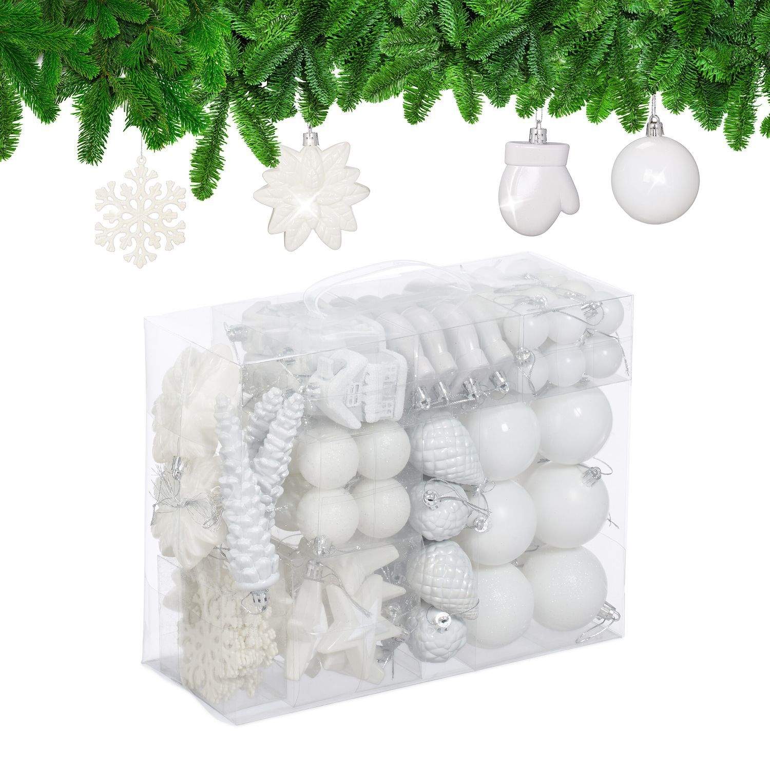 Julepyntsæt – 100 kugler, 10 designs