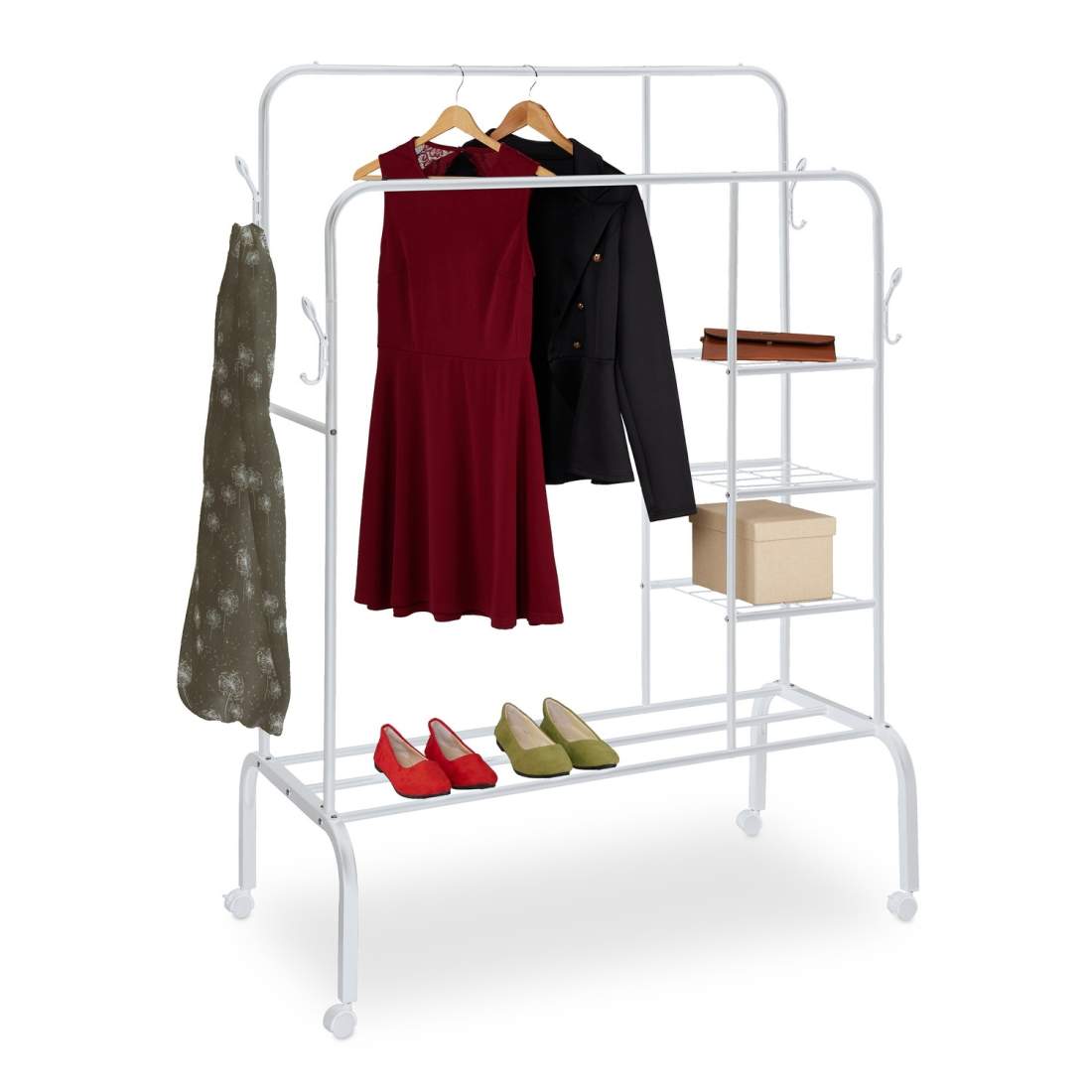 Klädställ på hjul – Dubbla skenor & hyllor | Hem & Hobby | Pryloteket