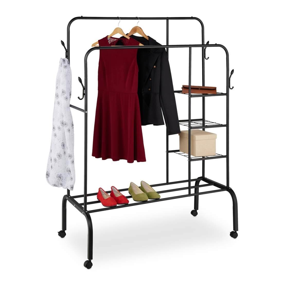 Klädhängare på hjul – Dubbla skenor, järn, mobil | Hem & Hobby | Pryloteket