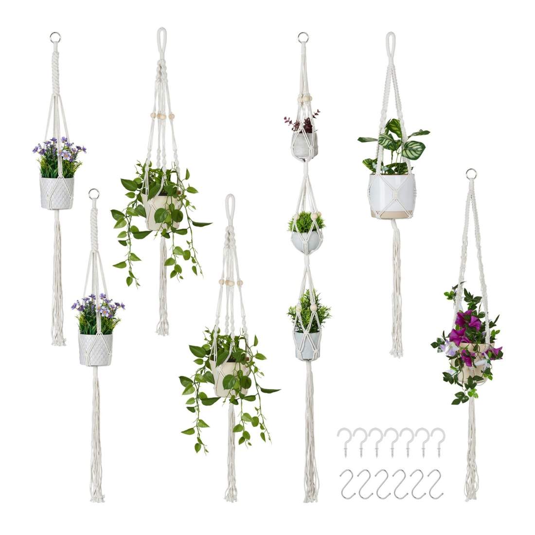 Macramé Plant Hanger Set – 7 delar, Boho Style | Hem & Hobby | Pryloteket