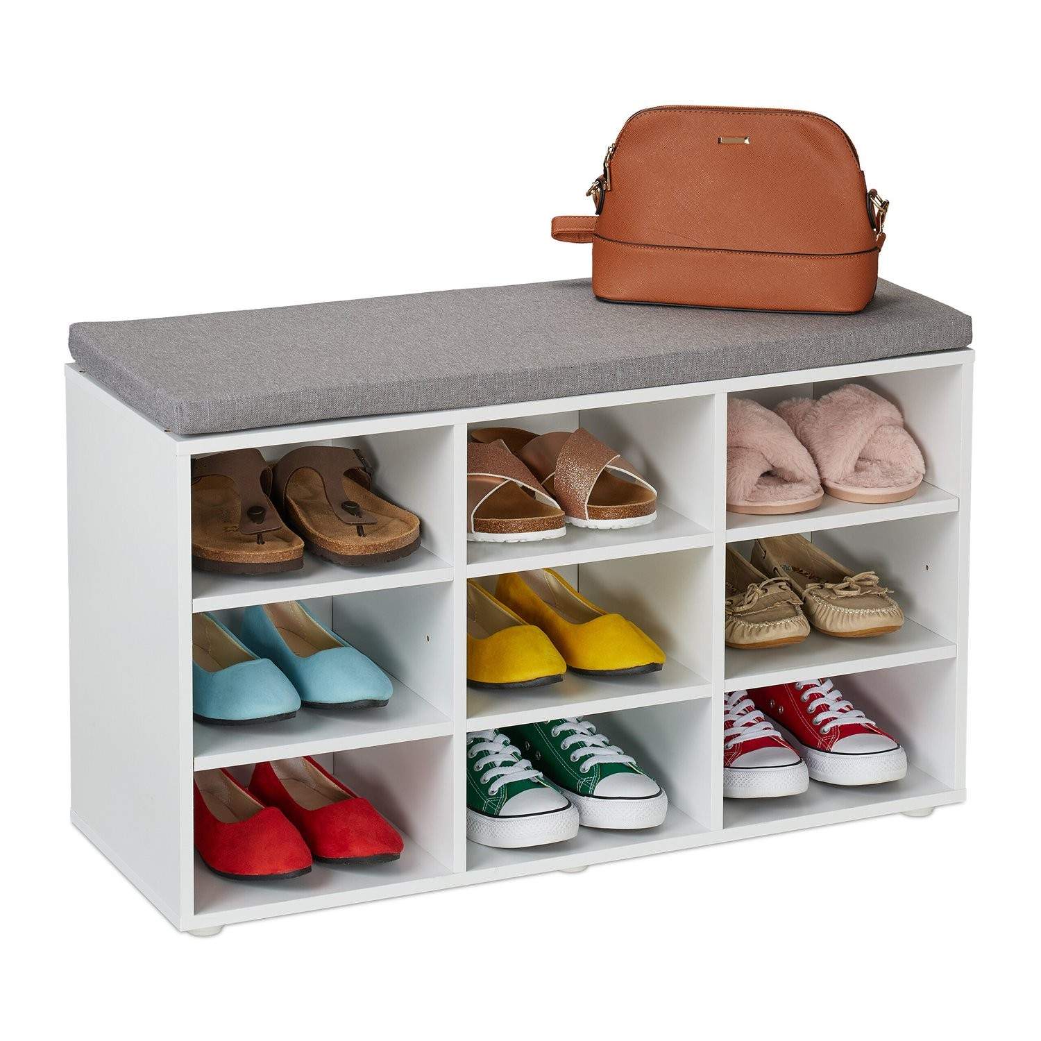 Skoopbevaringsbænk med hynde – polstret gangsæde