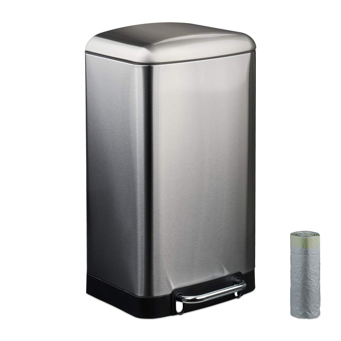 Stor pedalbehållare i rostfritt stål – 30L med påsar | Hem & Hobby | Pryloteket