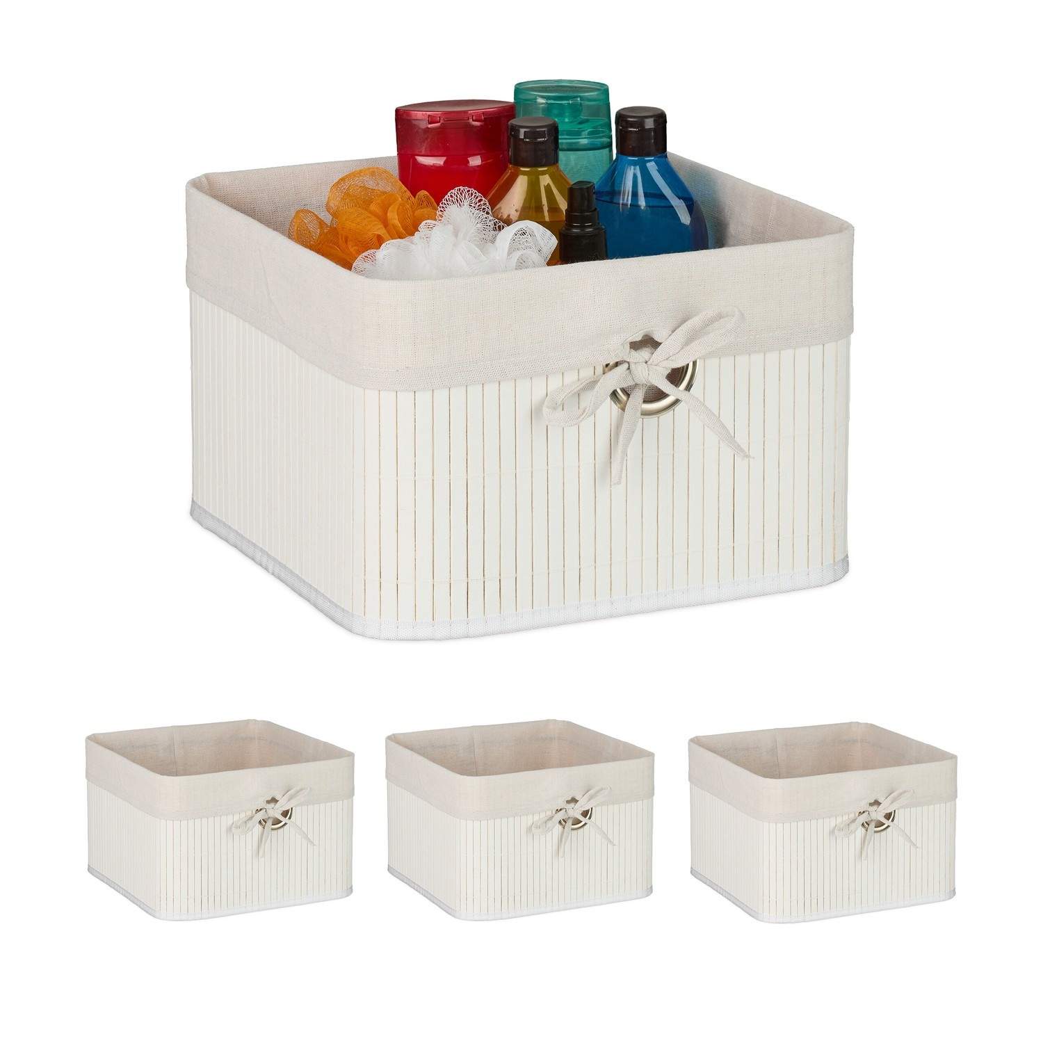 Förvaringskorgar i bambu – set om 3 med tygfoder | Hem & Hobby | Pryloteket