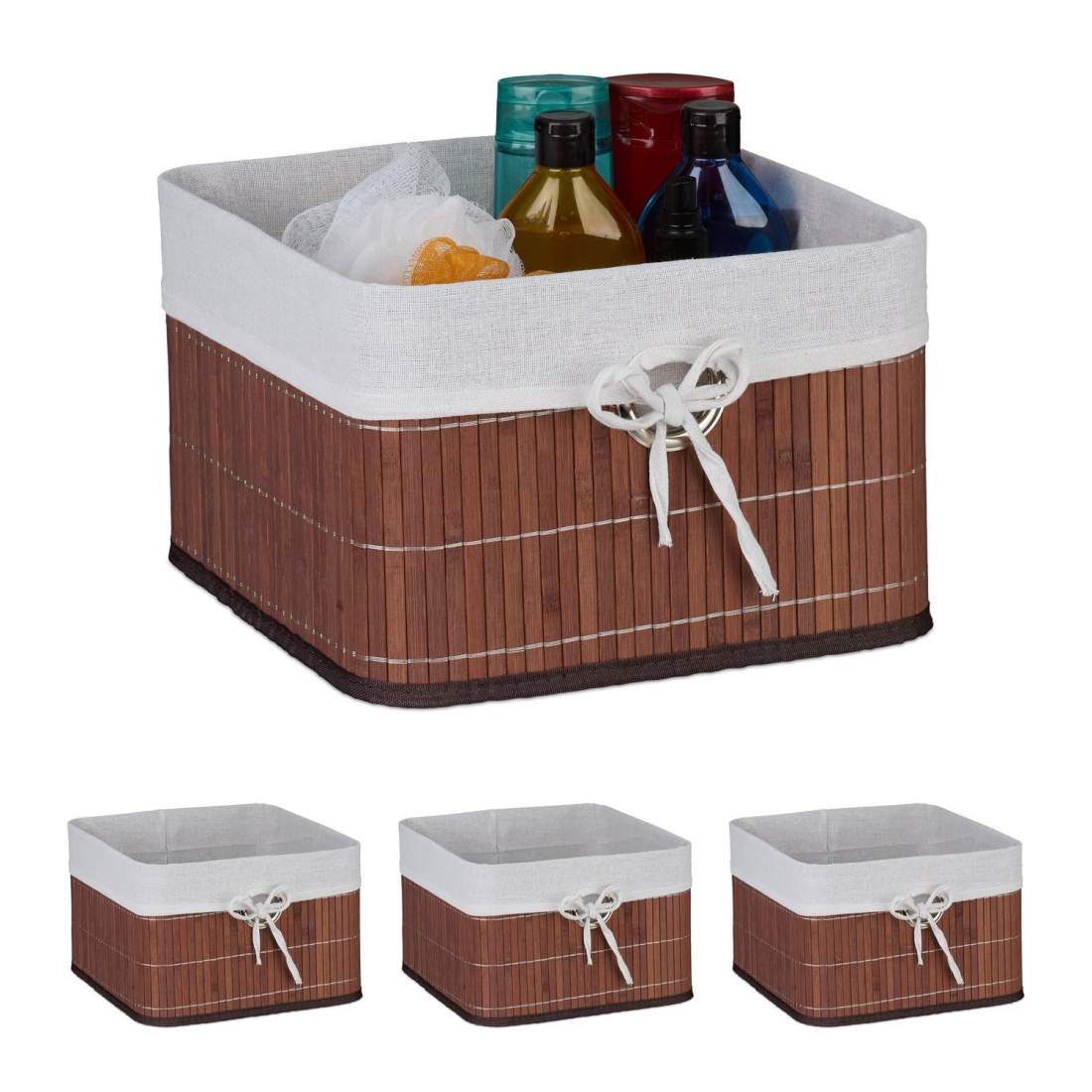 Förvaringskorgar i bambu – set om 3 med tygfoder | Hem & Hobby | Pryloteket