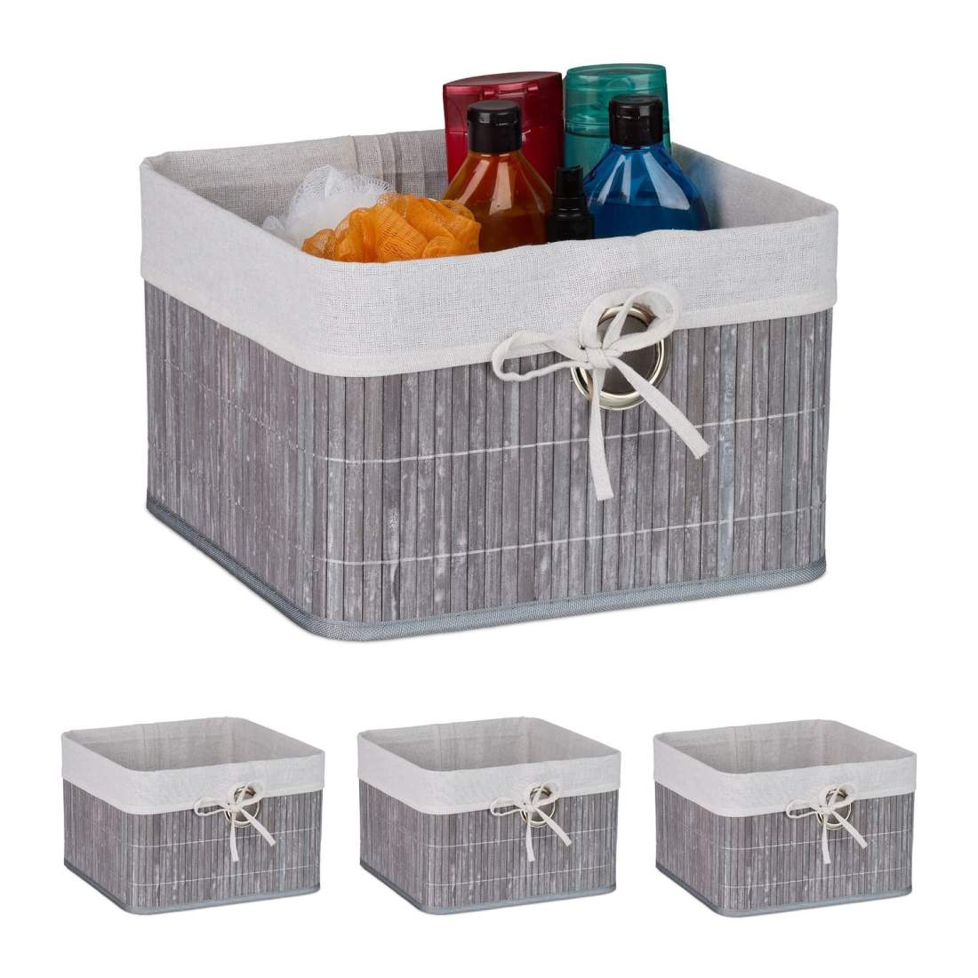 Förvaringskorgar i bambu – set om 3 med tygfoder | Hem & Hobby | Pryloteket