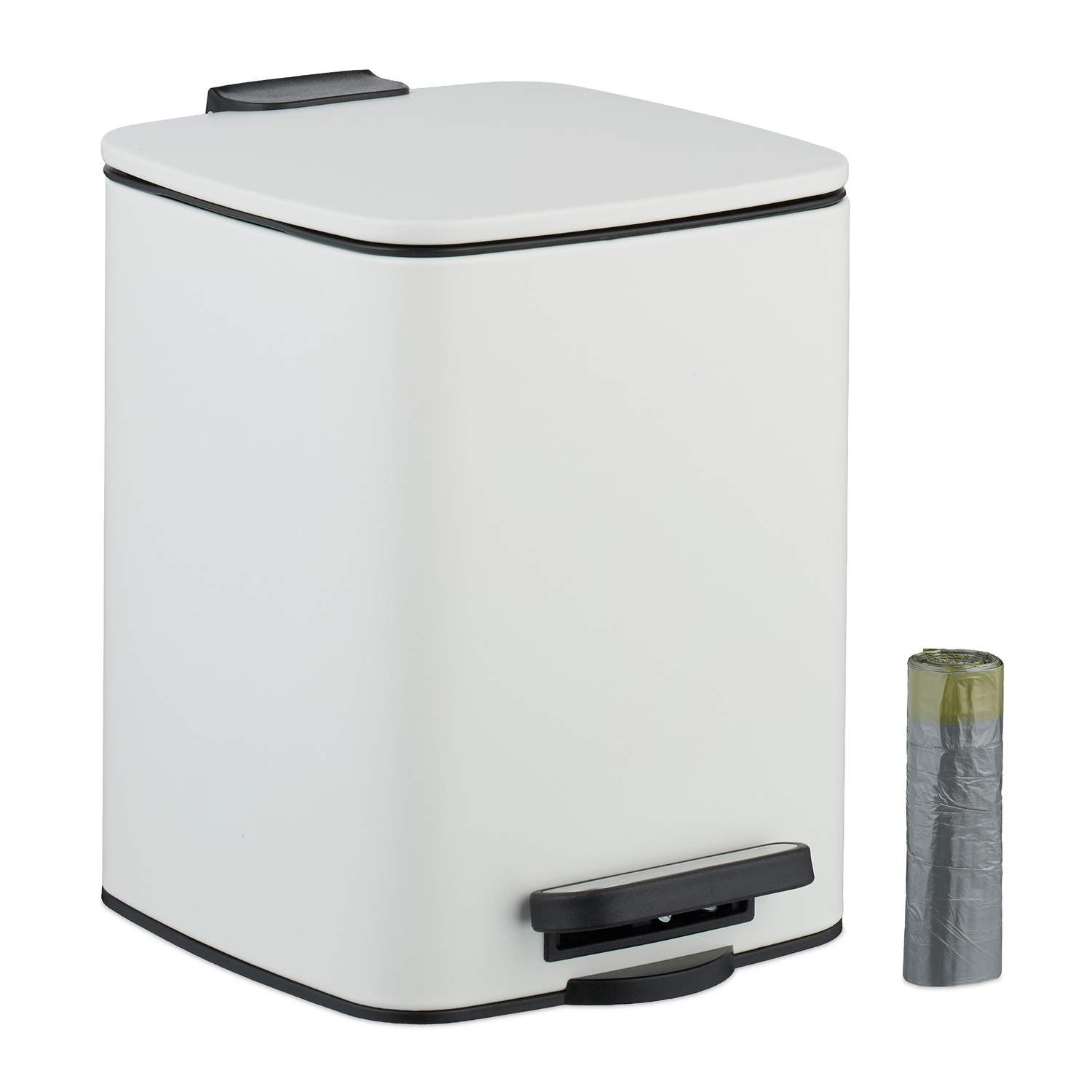 Firkantet pedalbeholder 6L – Håndfrit design med blødt lukket design