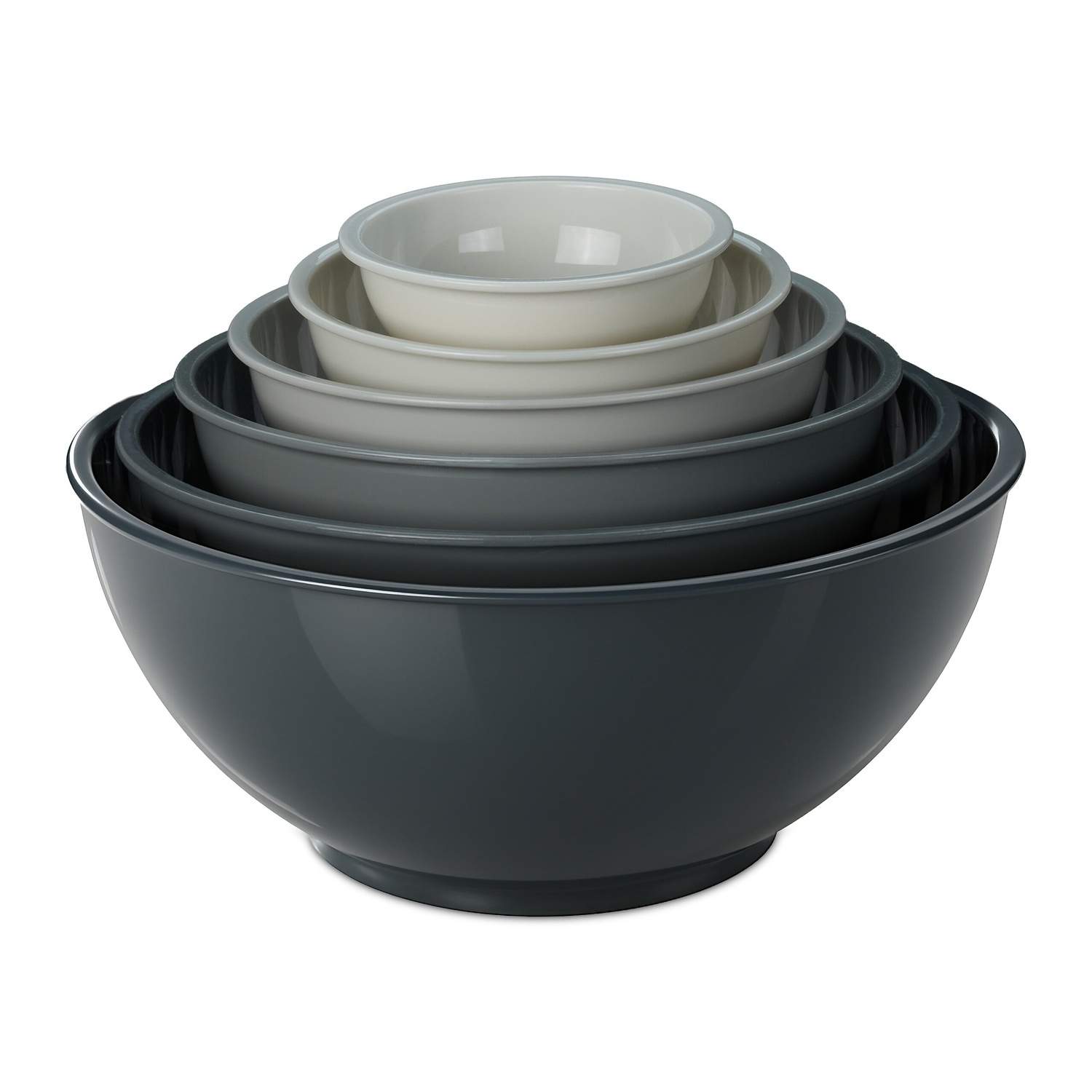 Plast blandeskålsæt – 6 størrelser, pladsbesparende design