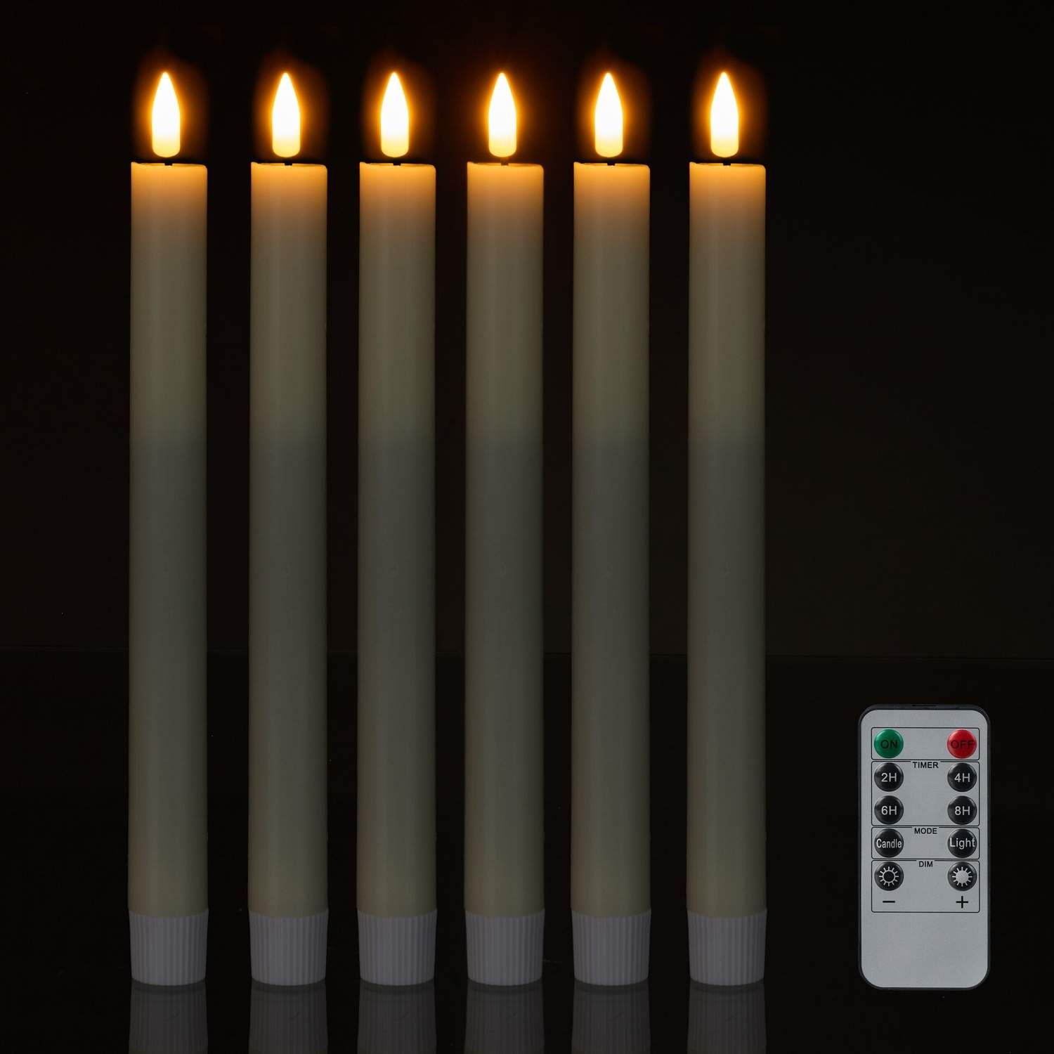 Flammefri LED Taper stearinlys med timer og fjernbetjening