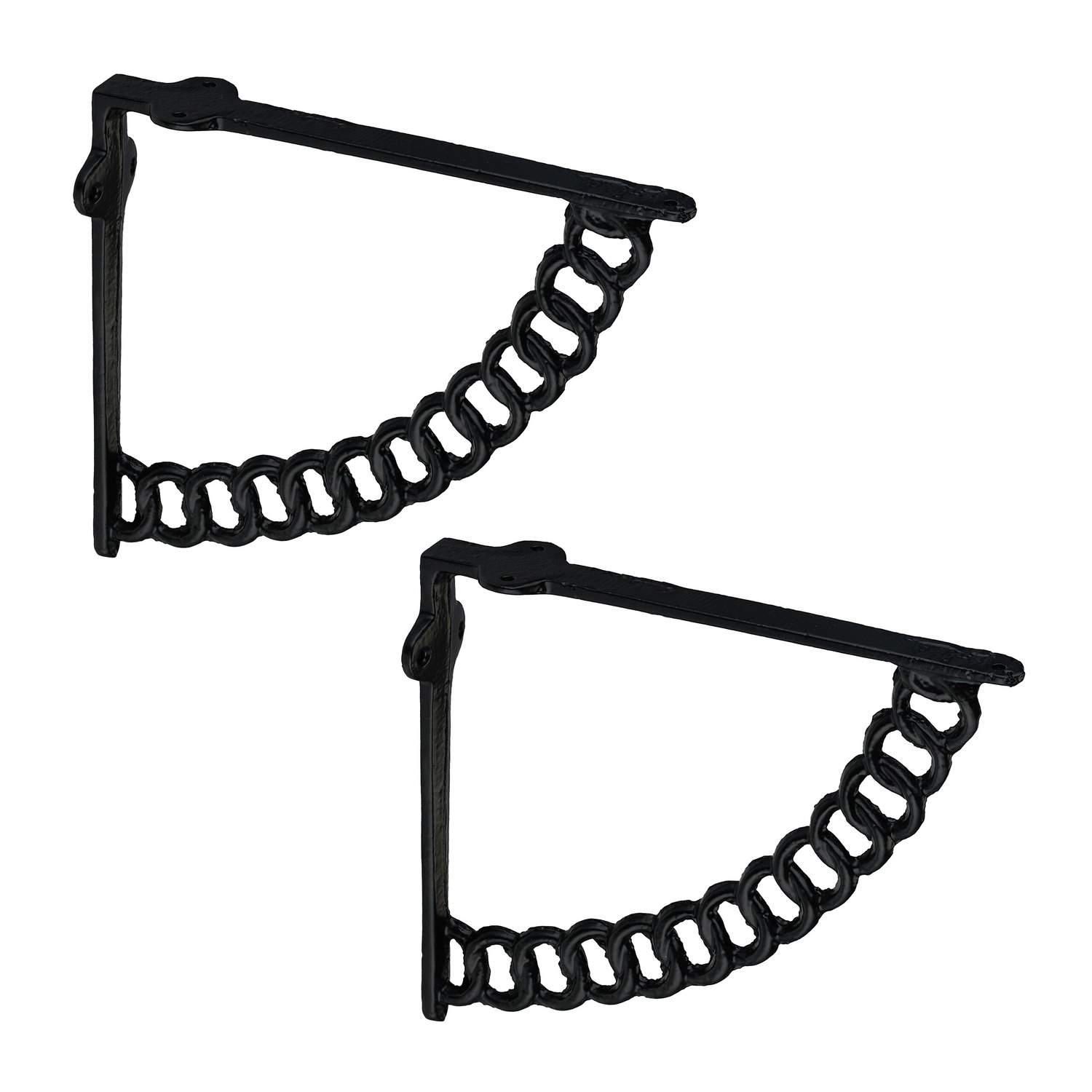 Antikke støbejernskædehyldebeslag – sæt med 2