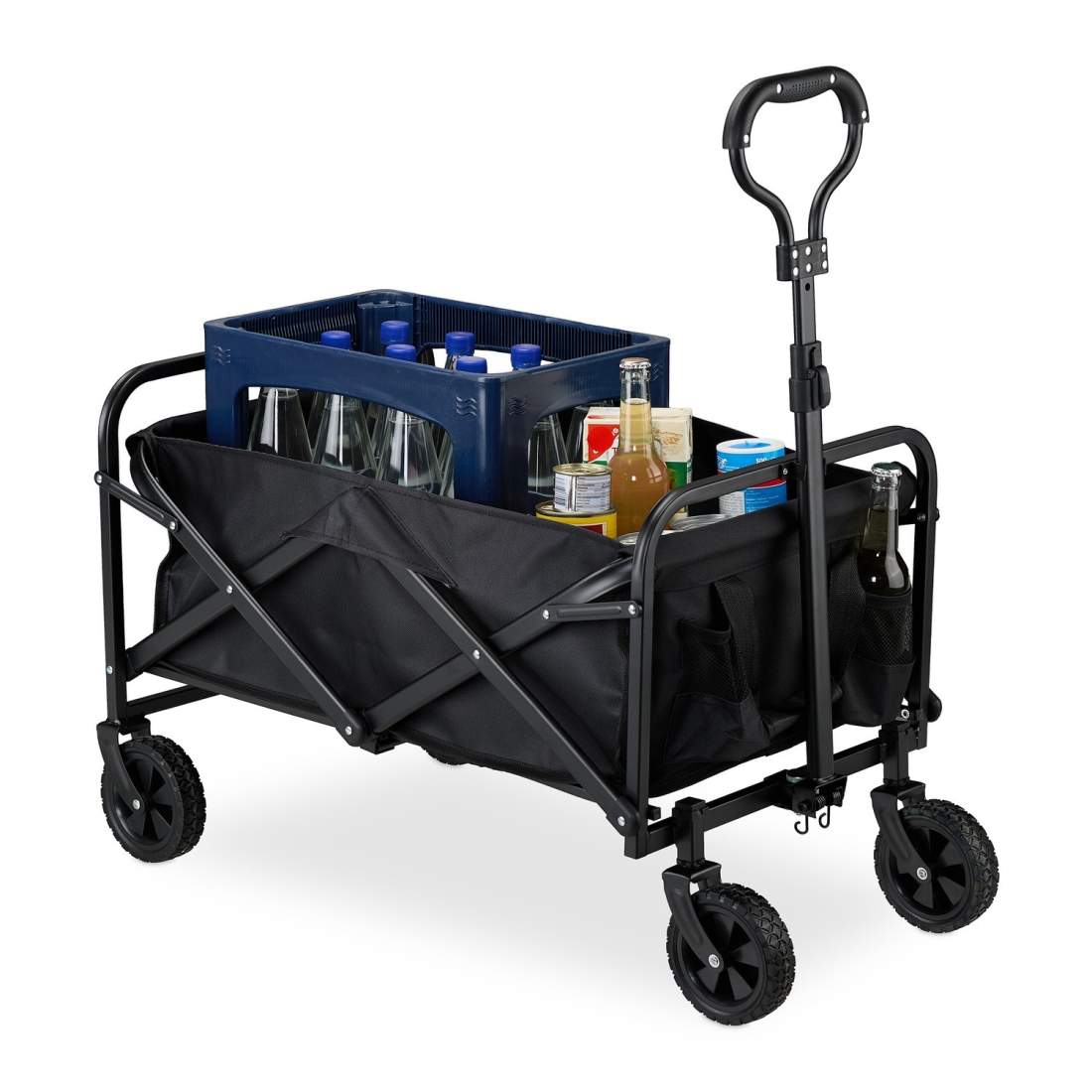 Svart hopfällbar trädgårdsvagn med gummihjul | Hem & Hobby | Pryloteket